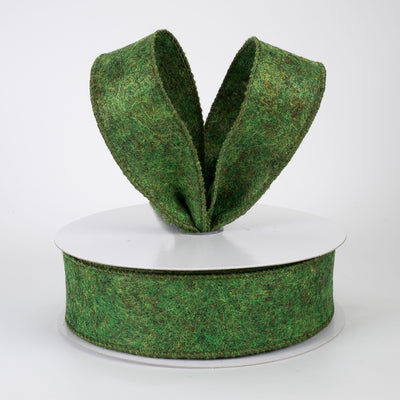 1.5" Fuzzy Felt Ribbon: Green (10 Yards)