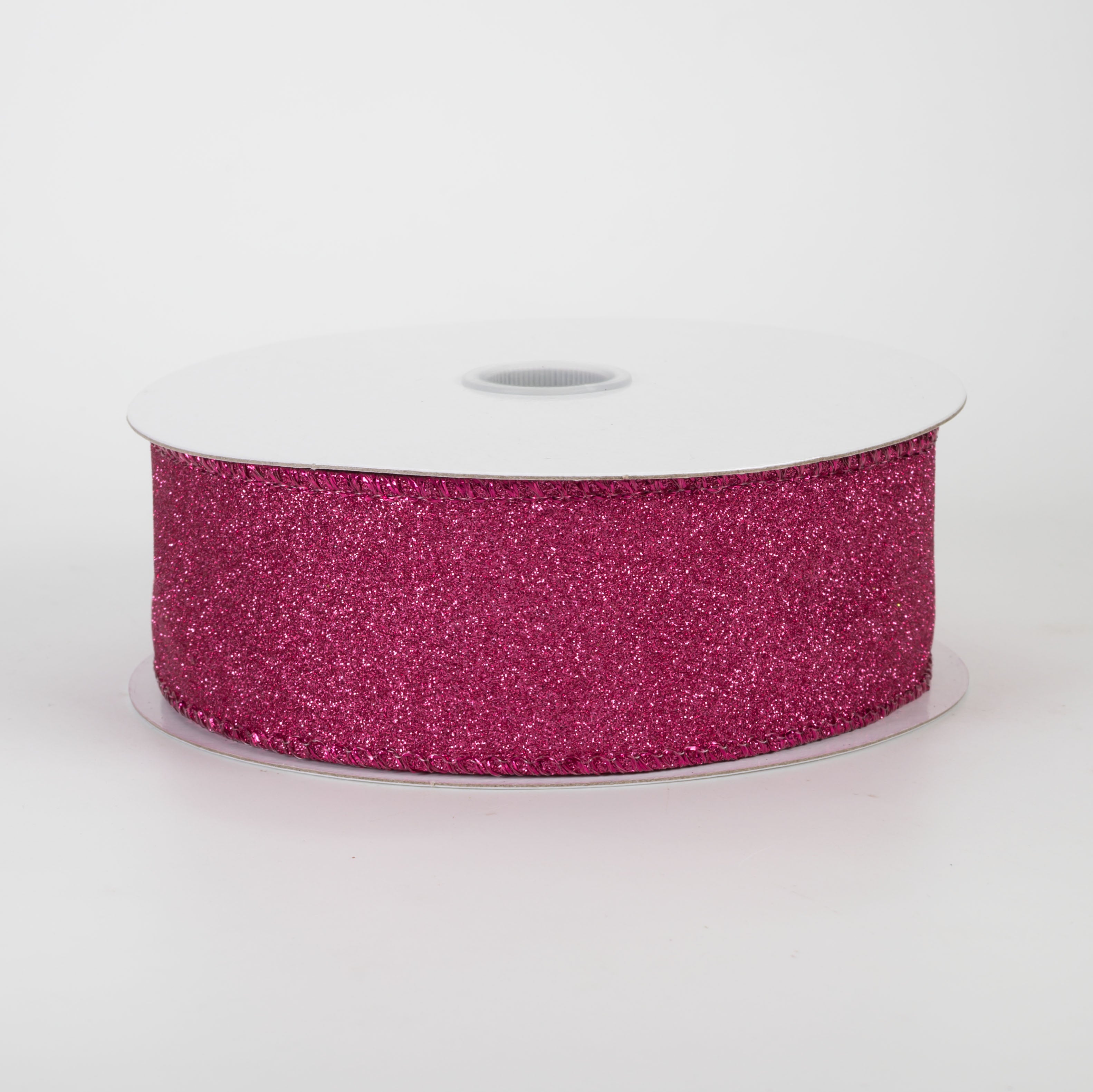 1.5" Lustrous All Flat Glitter Ribbon: Fuchsia Pink (10 Yards)