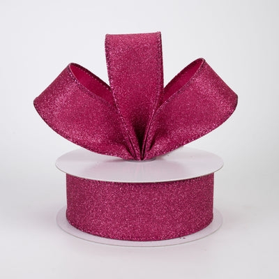 1.5" Lustrous All Flat Glitter Ribbon: Fuchsia Pink (10 Yards)