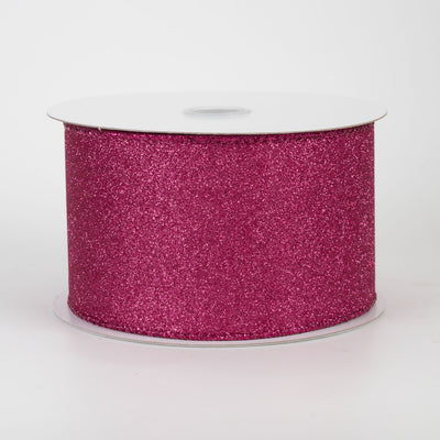 2.5" Lustrous All Flat Glitter Ribbon: Fuchsia Pink (10 Yards)