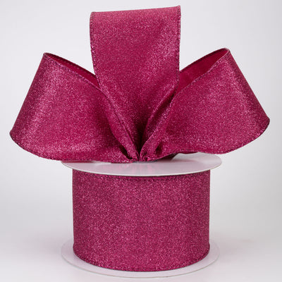2.5" Lustrous All Flat Glitter Ribbon: Fuchsia Pink (10 Yards)