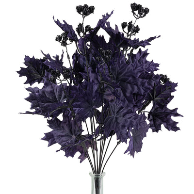 20" Maple Leaves Bush: Dark Purple (12 Stem)