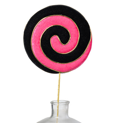 8" x 23" Gold Swirl Lollipop Spray: Pink & Black
