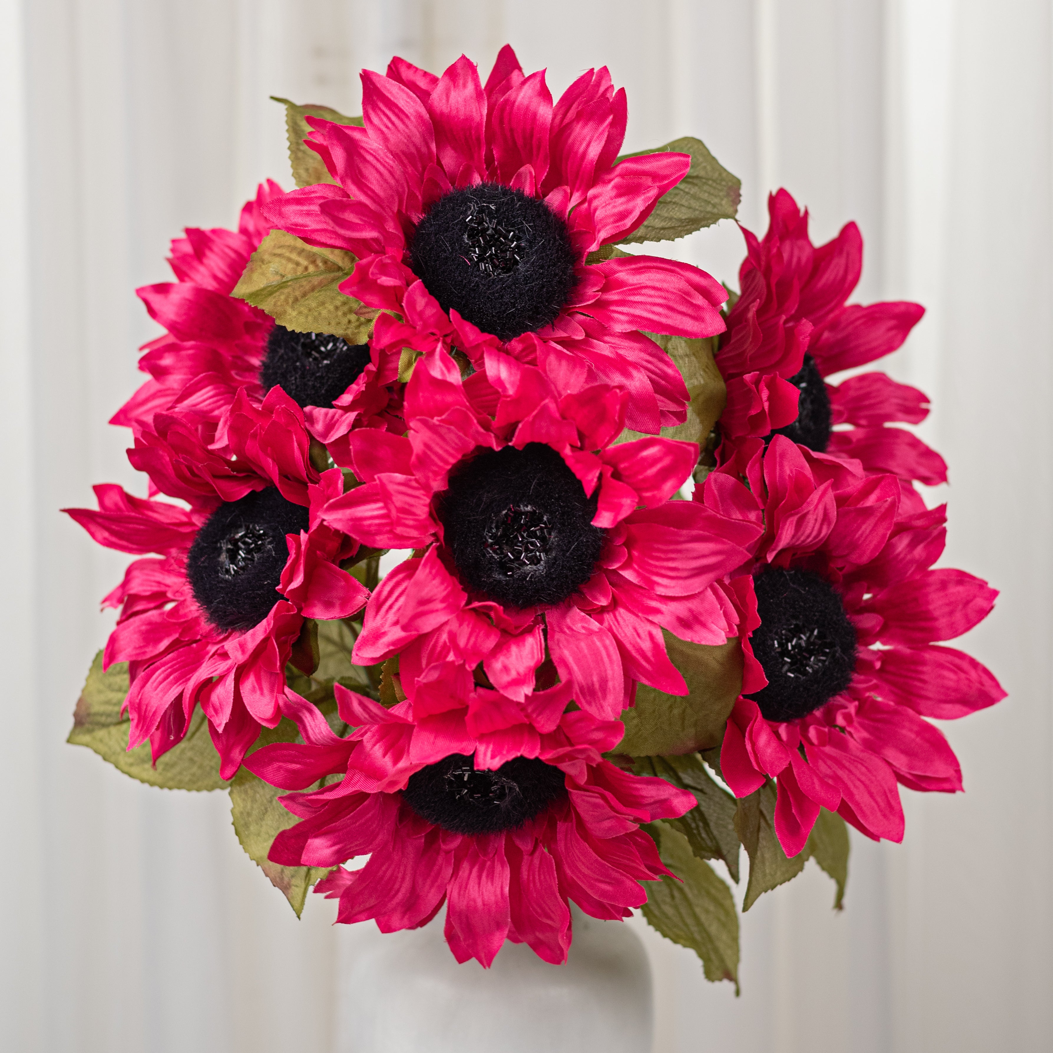 22" Faux Sunflower Bush: Hot Pink (7 Stem)