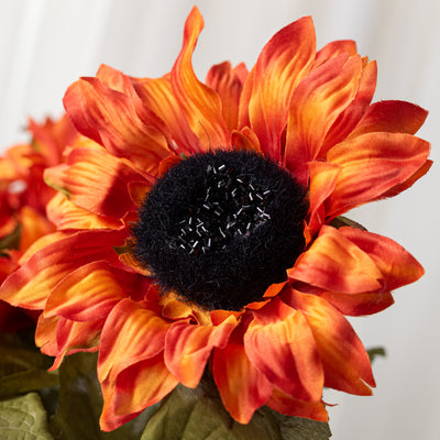 22" Faux Sunflower Bush: Burnt Orange (7 Stem)