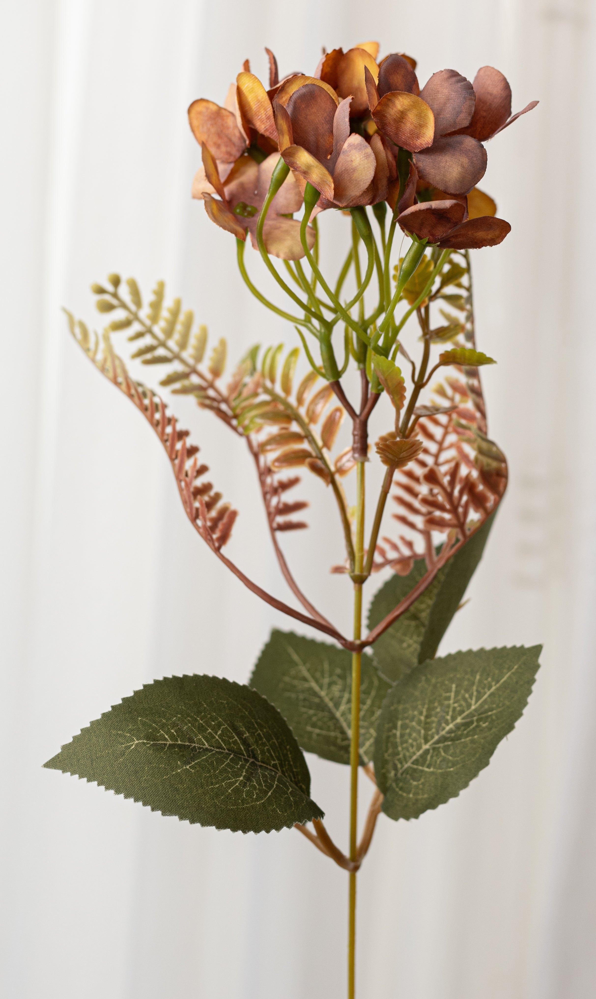 18" Dried-Look Rose Hydrangea Bush: Mustard & Brown