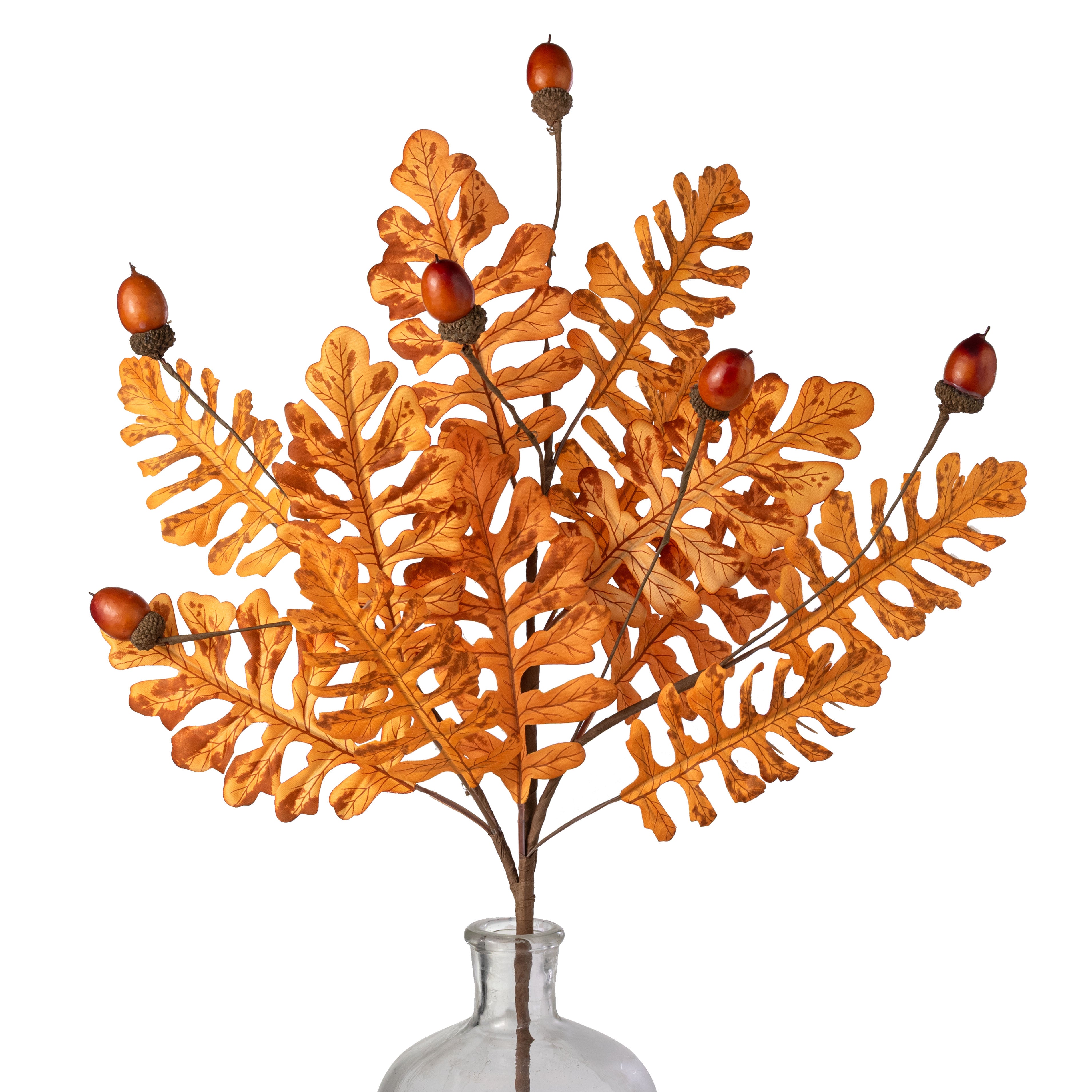 28" Acorn & Oak Leaves Spray: Orange