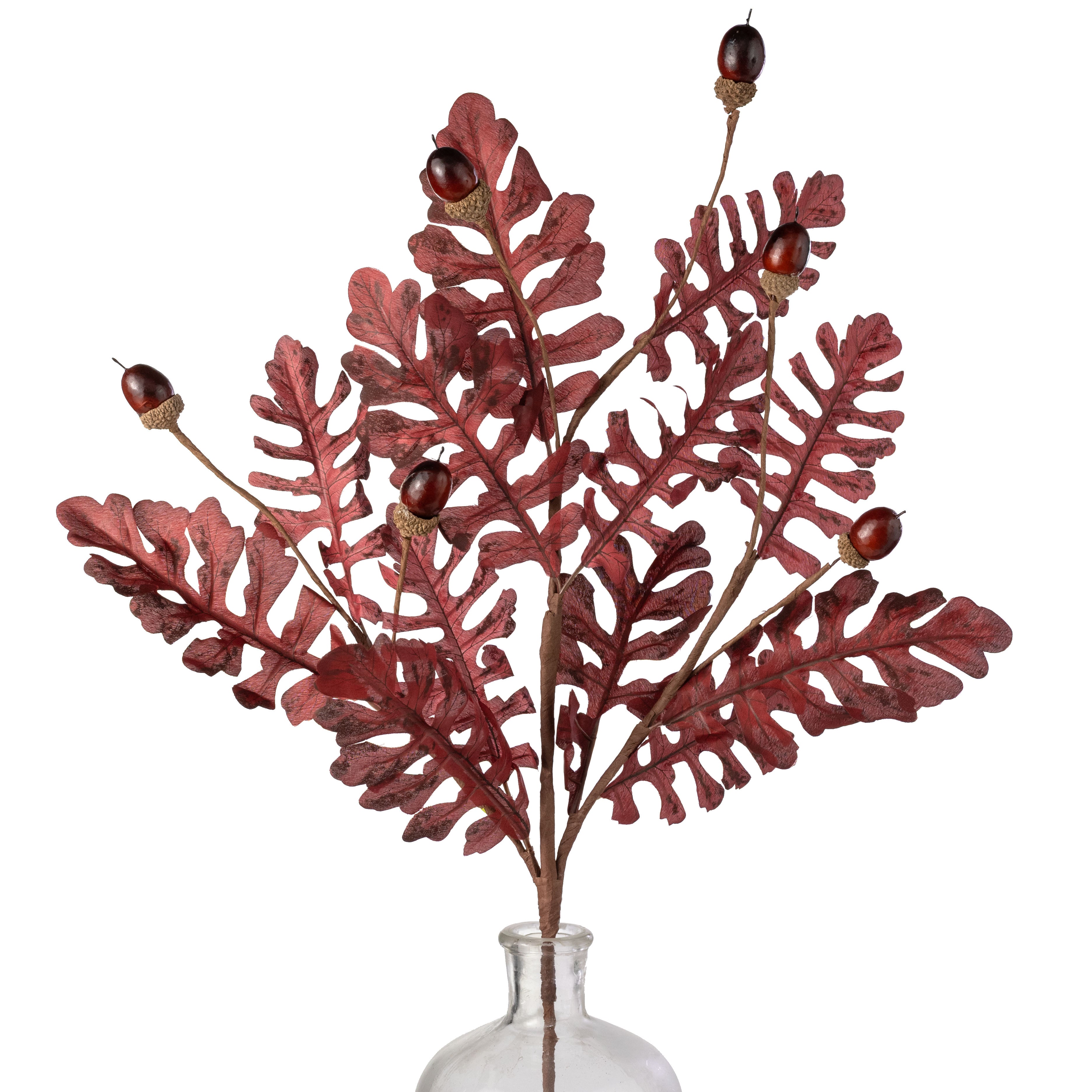 28" Acorn & Oak Leaves Spray: Burgundy