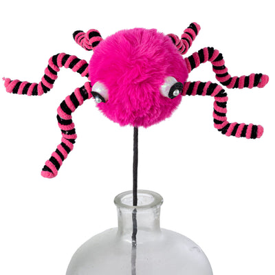 20" Furry Spider Pick: Pink & Black