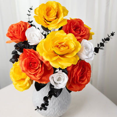 17" Rose Bush: Candy Corn Hues (12 Stem)