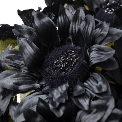 22" Faux Sunflower Bush: Black (7 Stem)