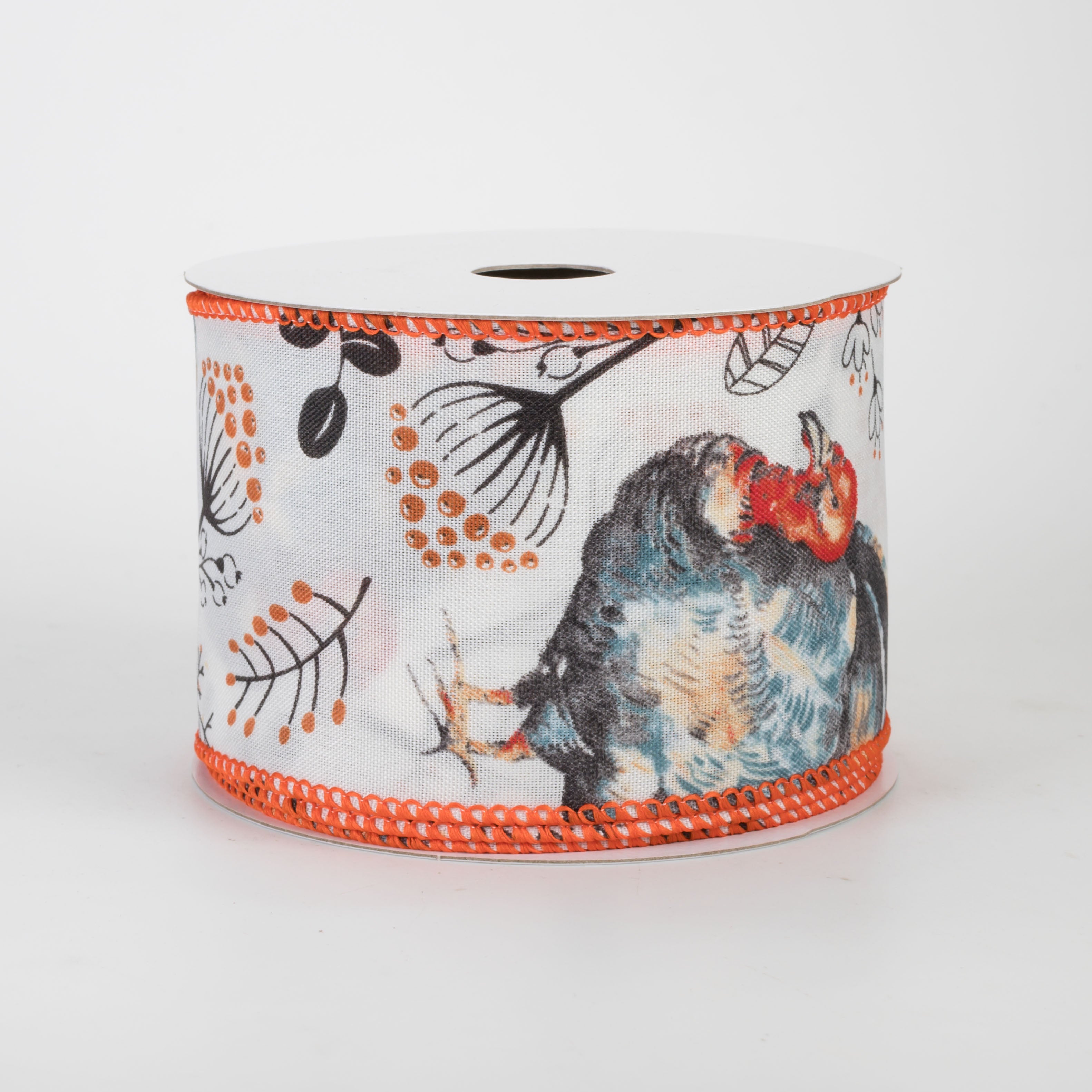 2.5" Watercolor Turkeys & Leaves Ribbon (10 Yards)