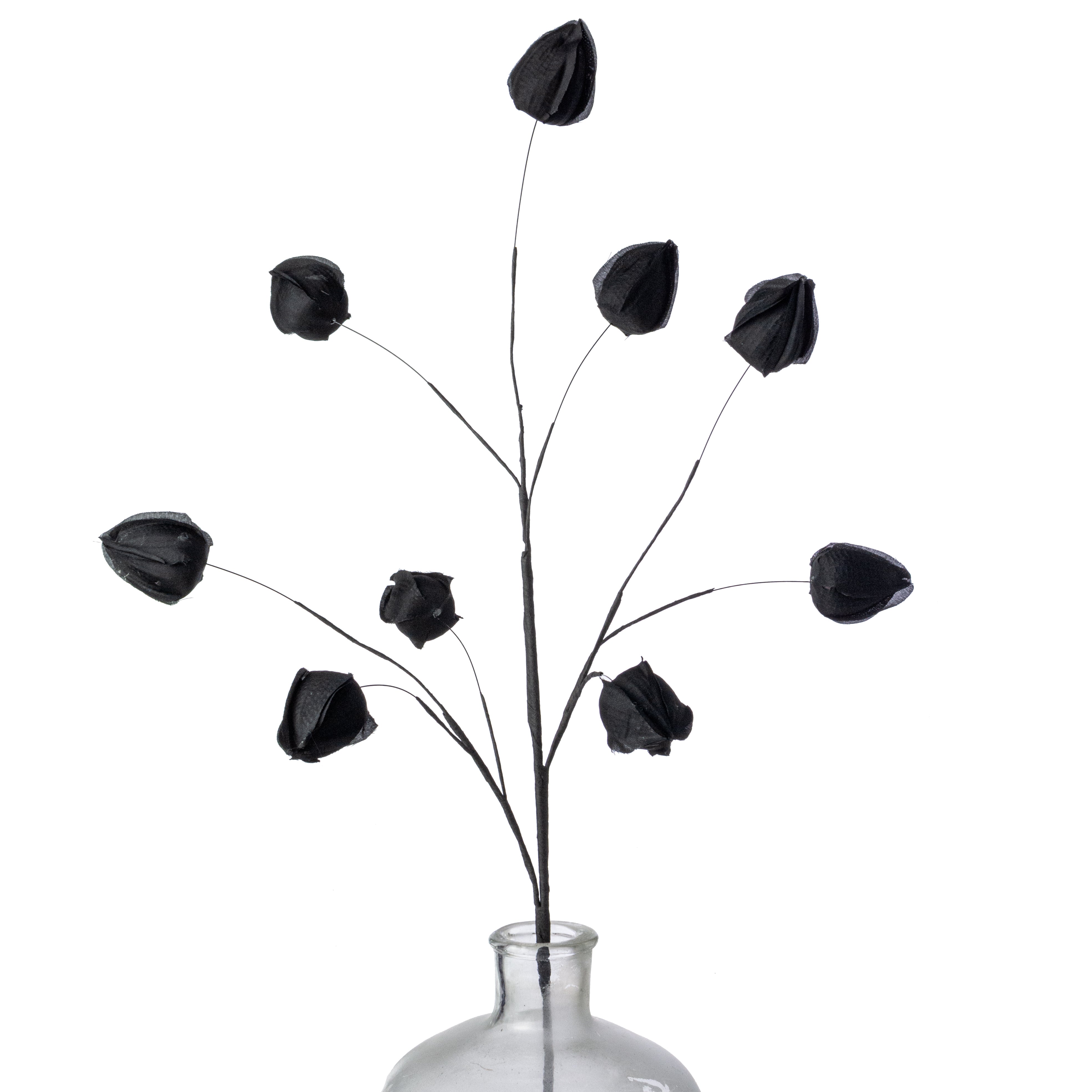32" Chinese Lantern Flower Spray: Black