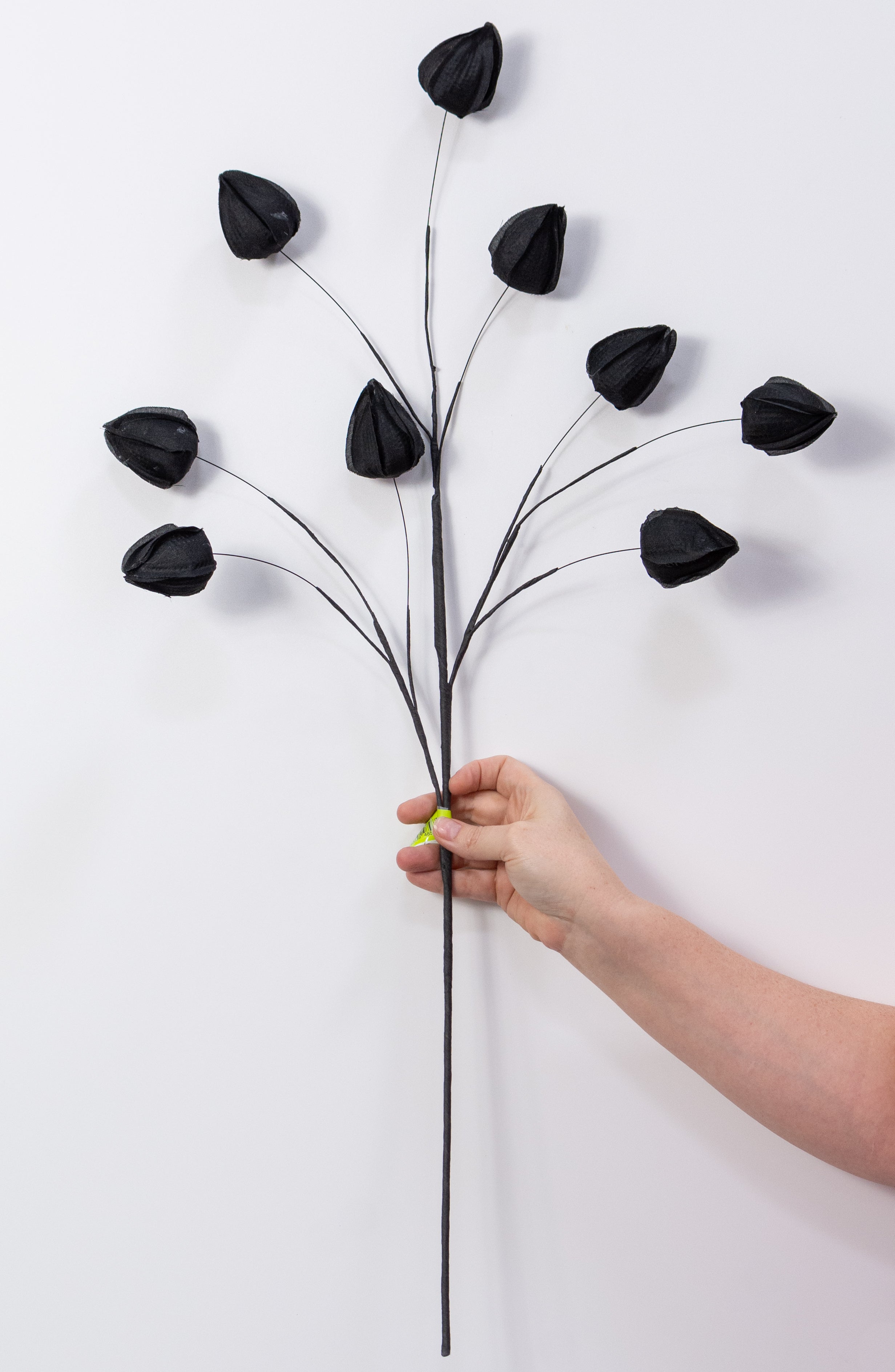 32" Chinese Lantern Flower Spray: Black