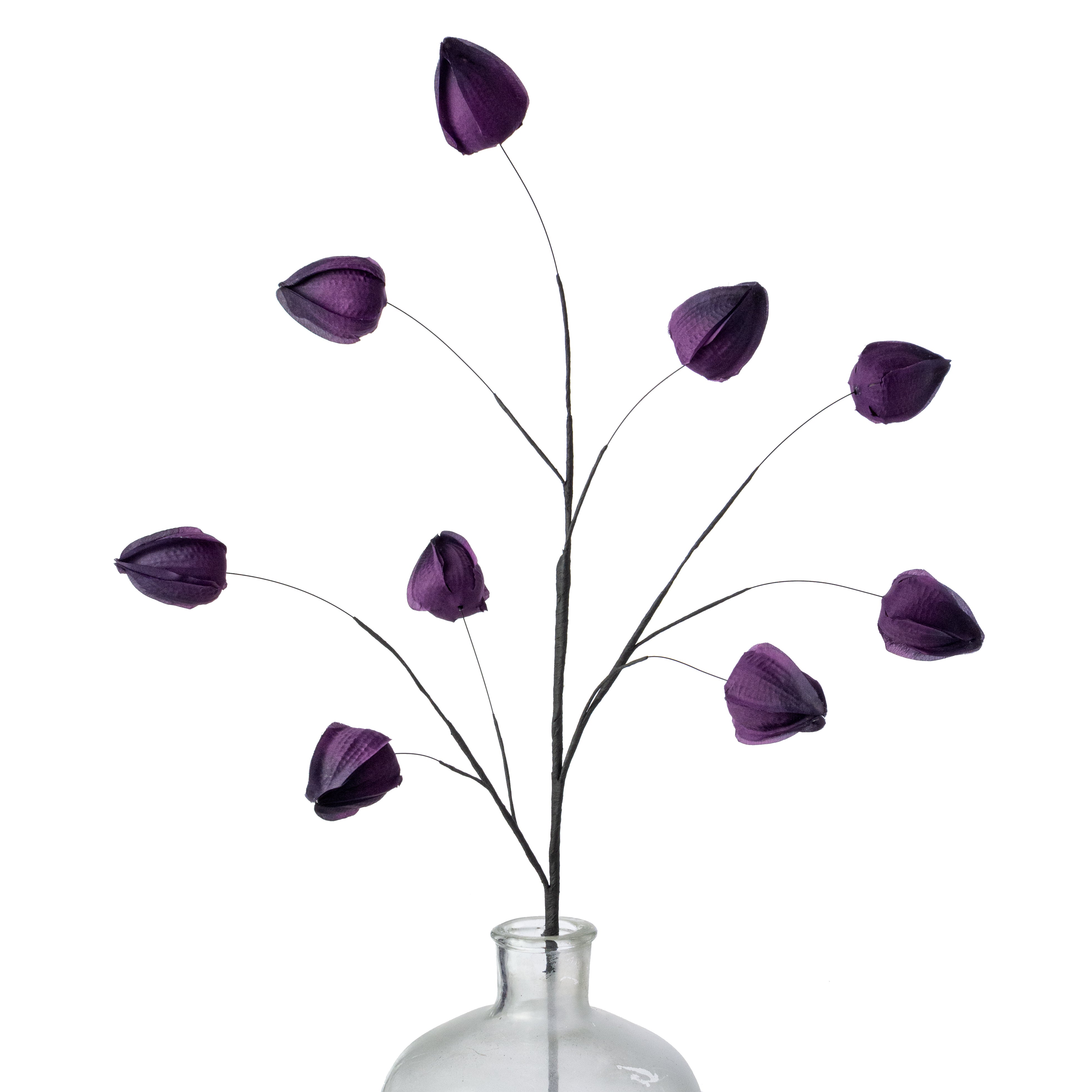 32" Chinese Lantern Flower Spray: Dark Purple