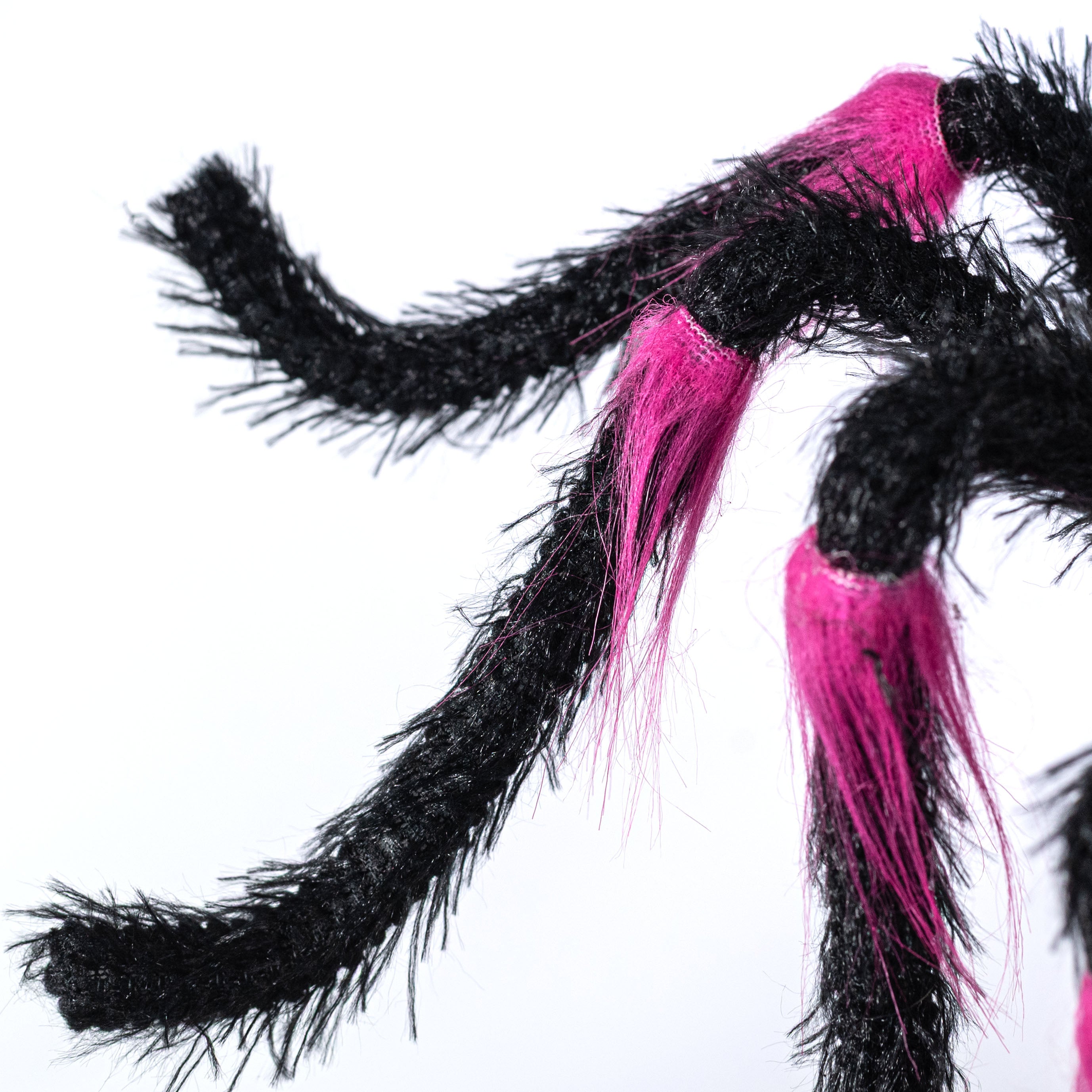 Neon Sequin Fuzzy Spider Ornament: Pink & Green