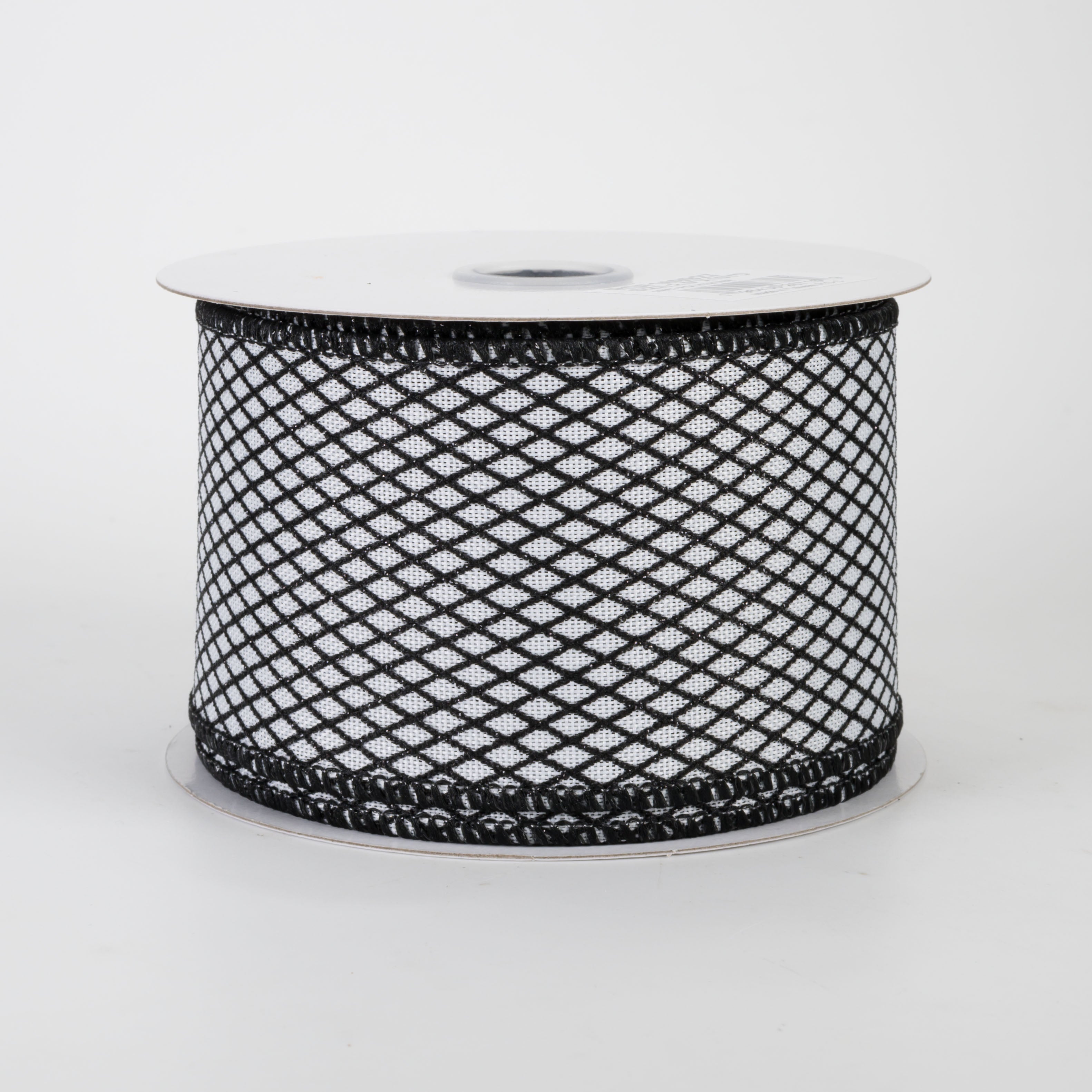 2.5" Mini Glitter Harlequin Ribbon: Black on White (10 Yards)