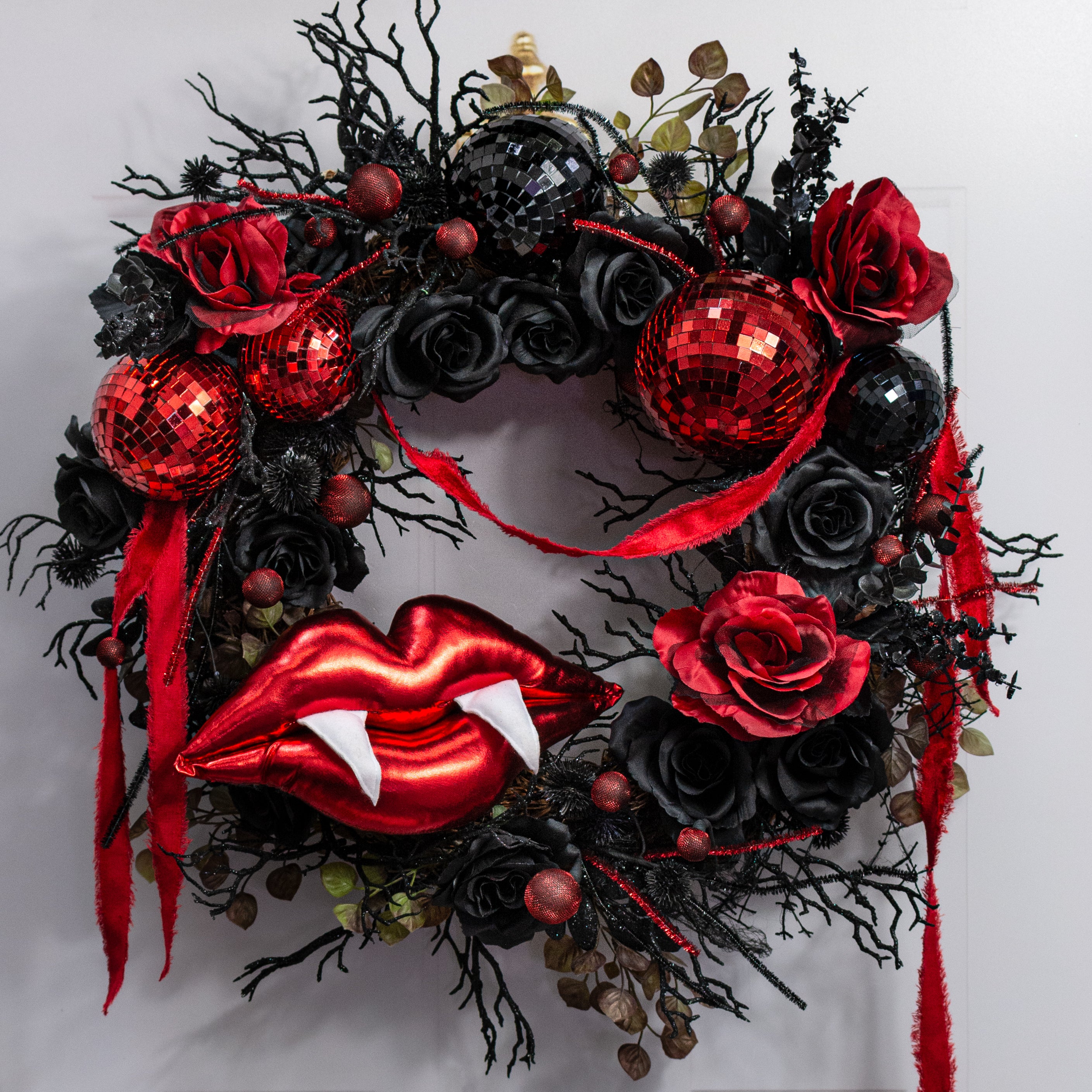 12" Plush Metallic Vampire Lip Accent: Red