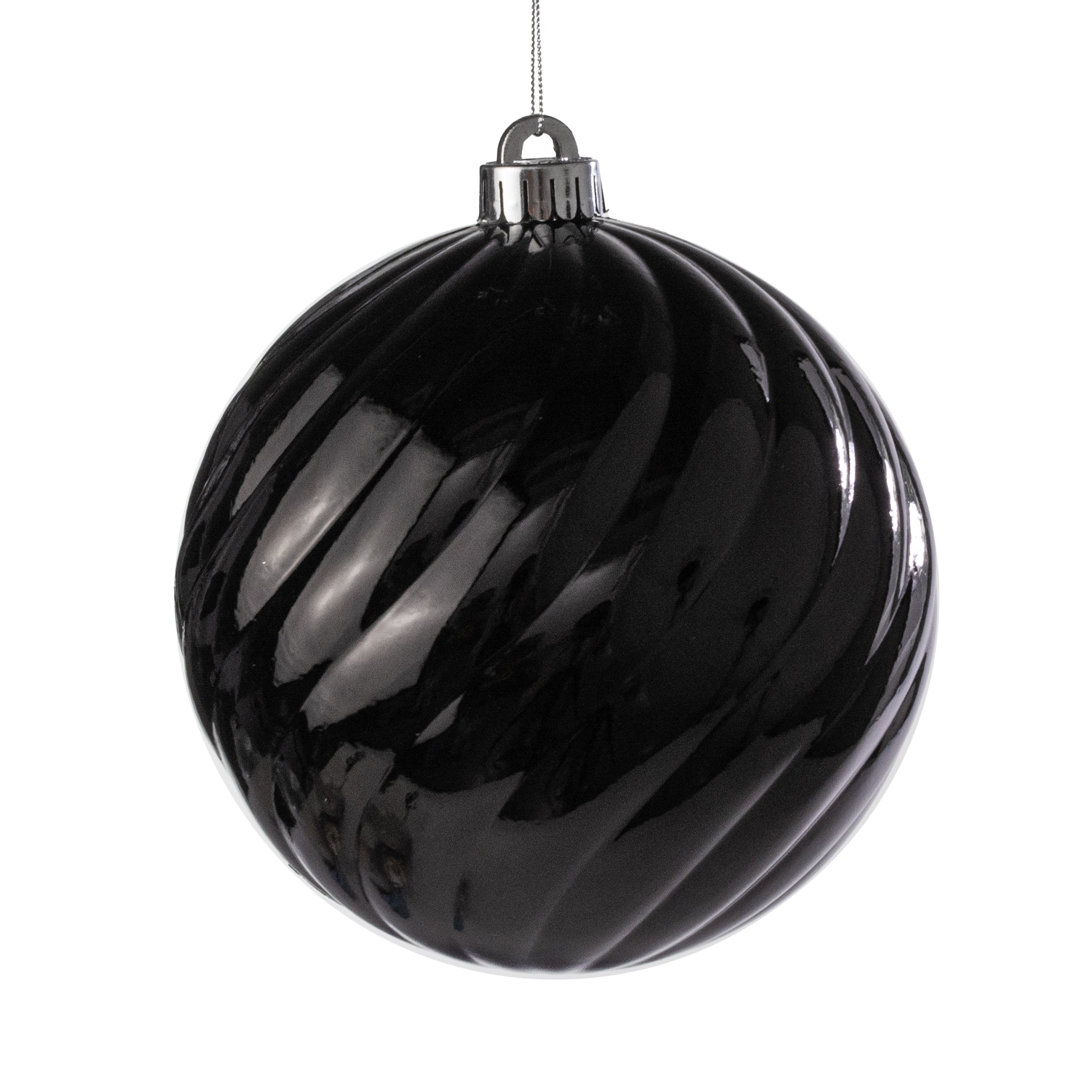 6" Metallic Swirl Ball Ornament: Black