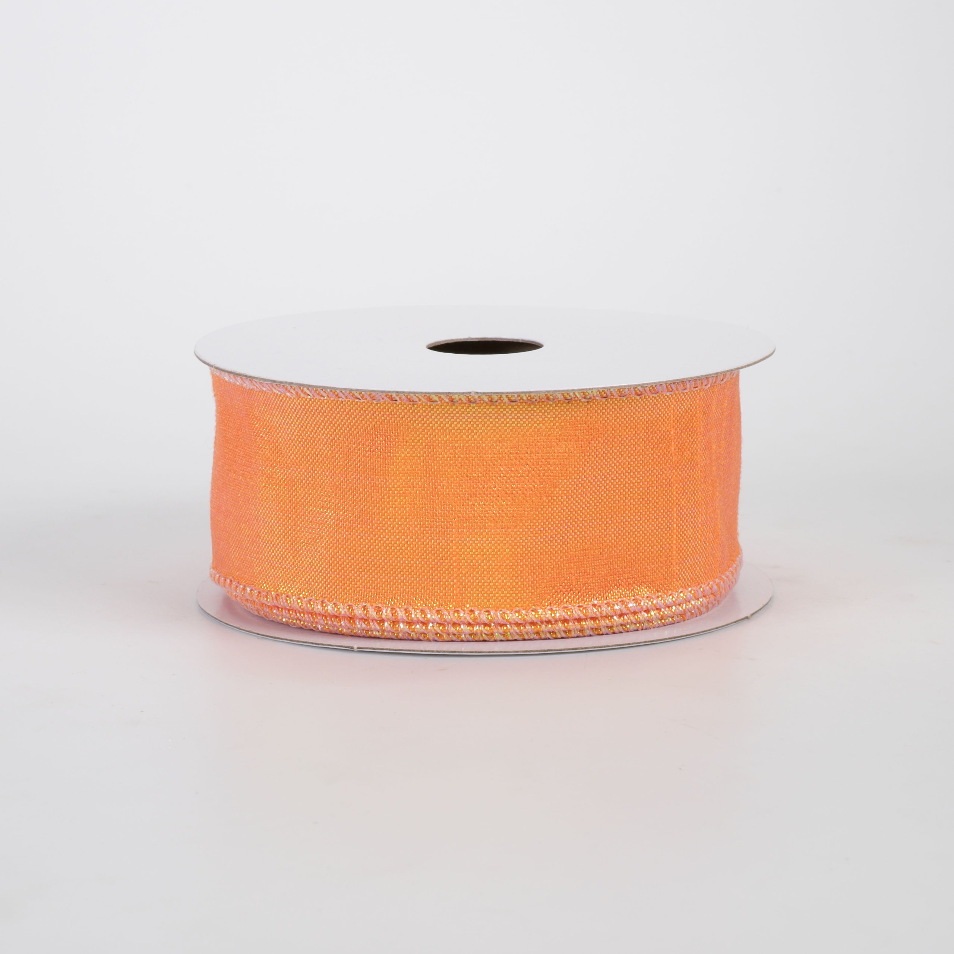 1.5" Iridescent Metallic Solid Ribbon: Tangerine Orange (10 Yards)