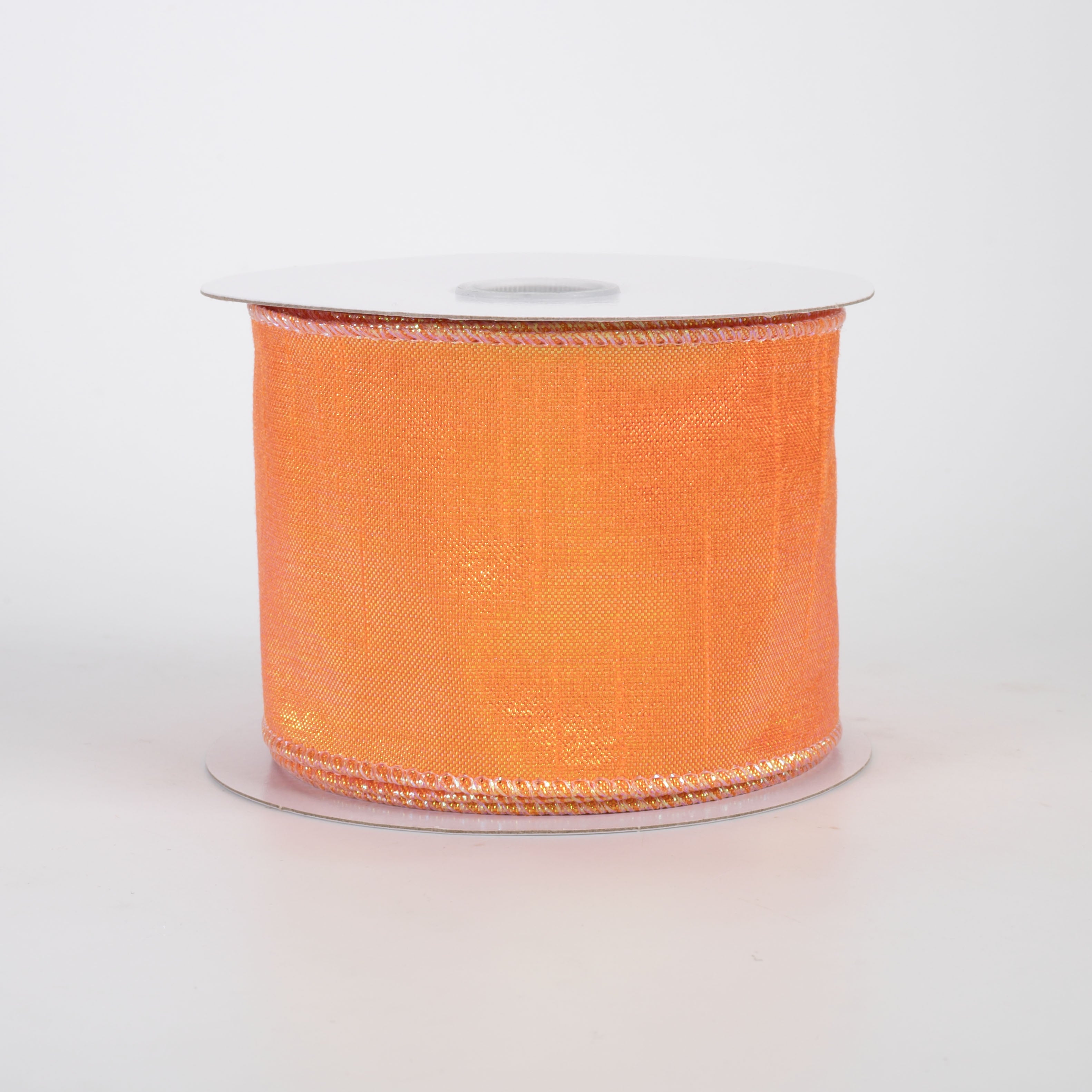 2.5" Iridescent Metallic Solid Ribbon: Tangerine Orange (10 Yards)