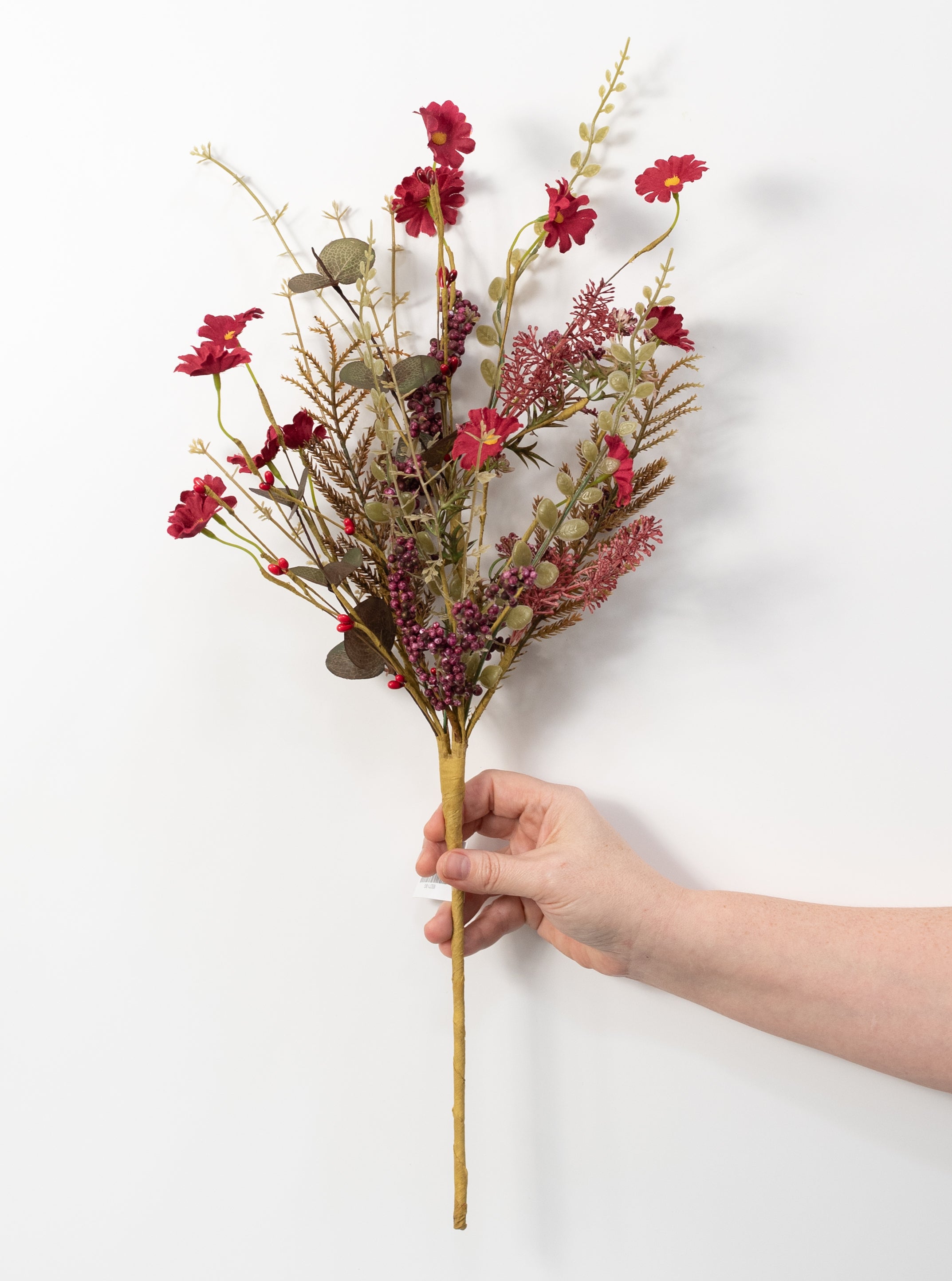 24" Fabric Flower Mixed Fall Filler Spray: Burgundy