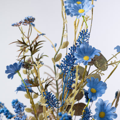 24" Fabric Flower Mixed Fall Filler Spray: Blue