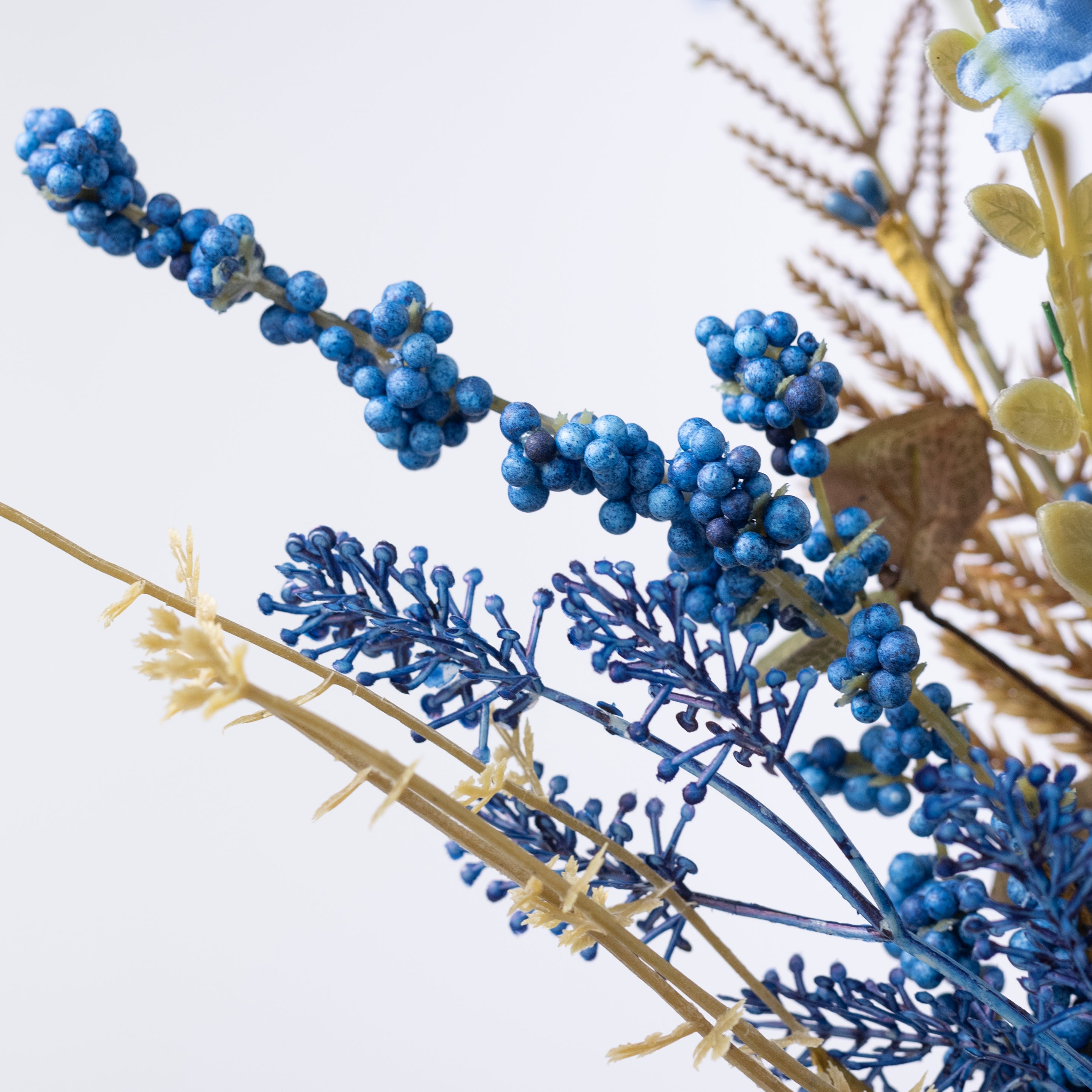 24" Fabric Flower Mixed Fall Filler Spray: Blue
