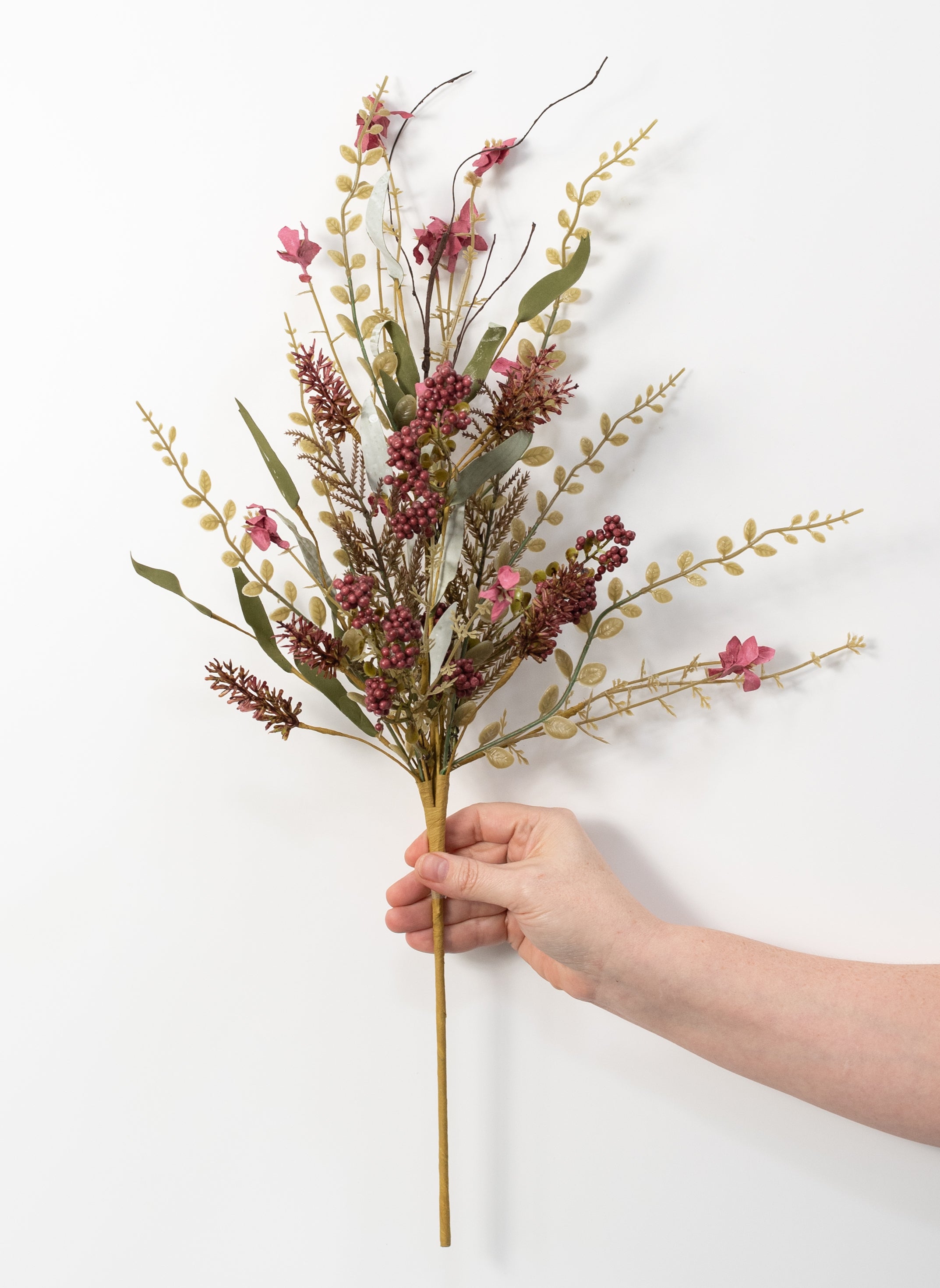 24" Fern, Lavender & Berries Filler Spray: Burgundy