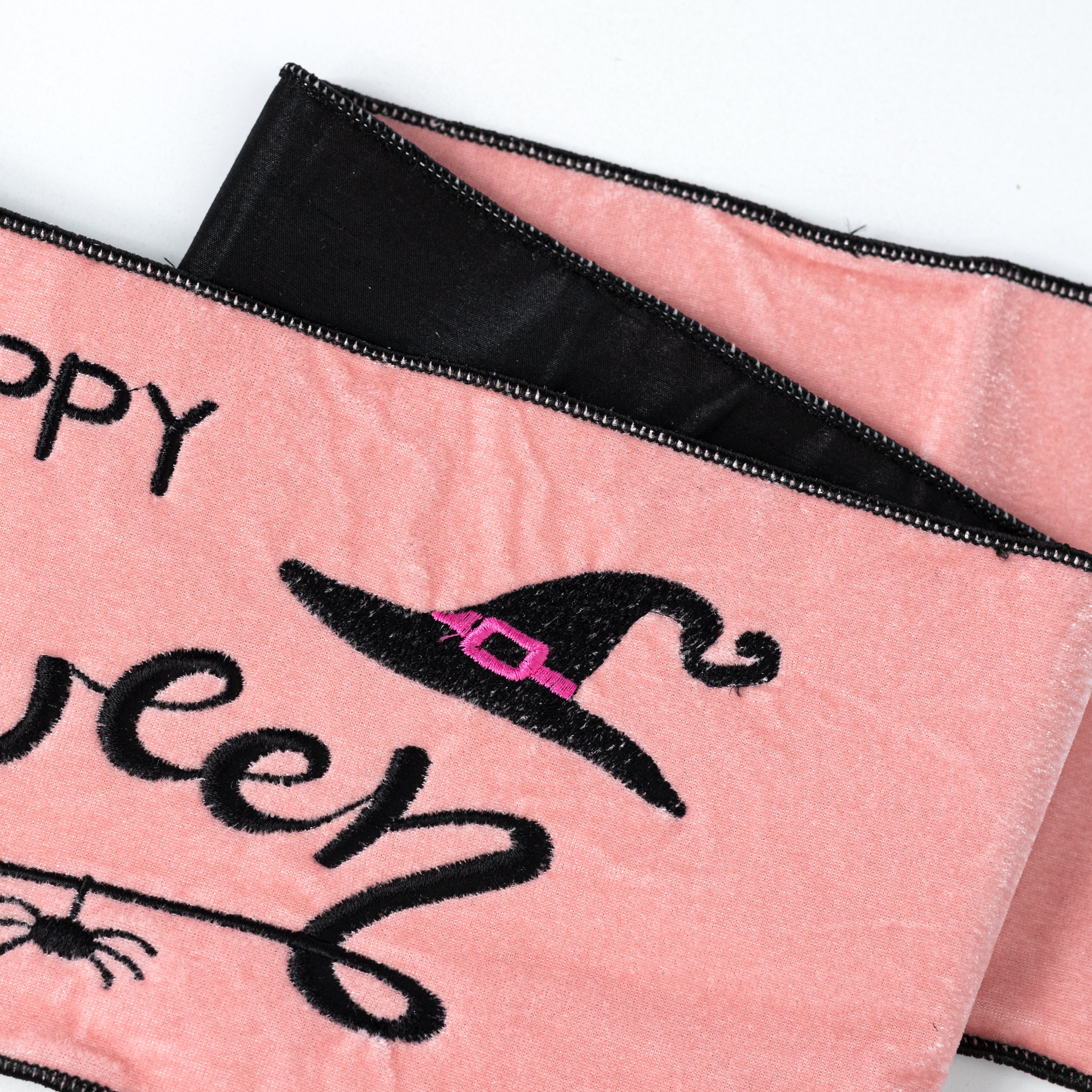 [D Stevens] 6" x 56" Happy Halloween Velvet Banner: Pink