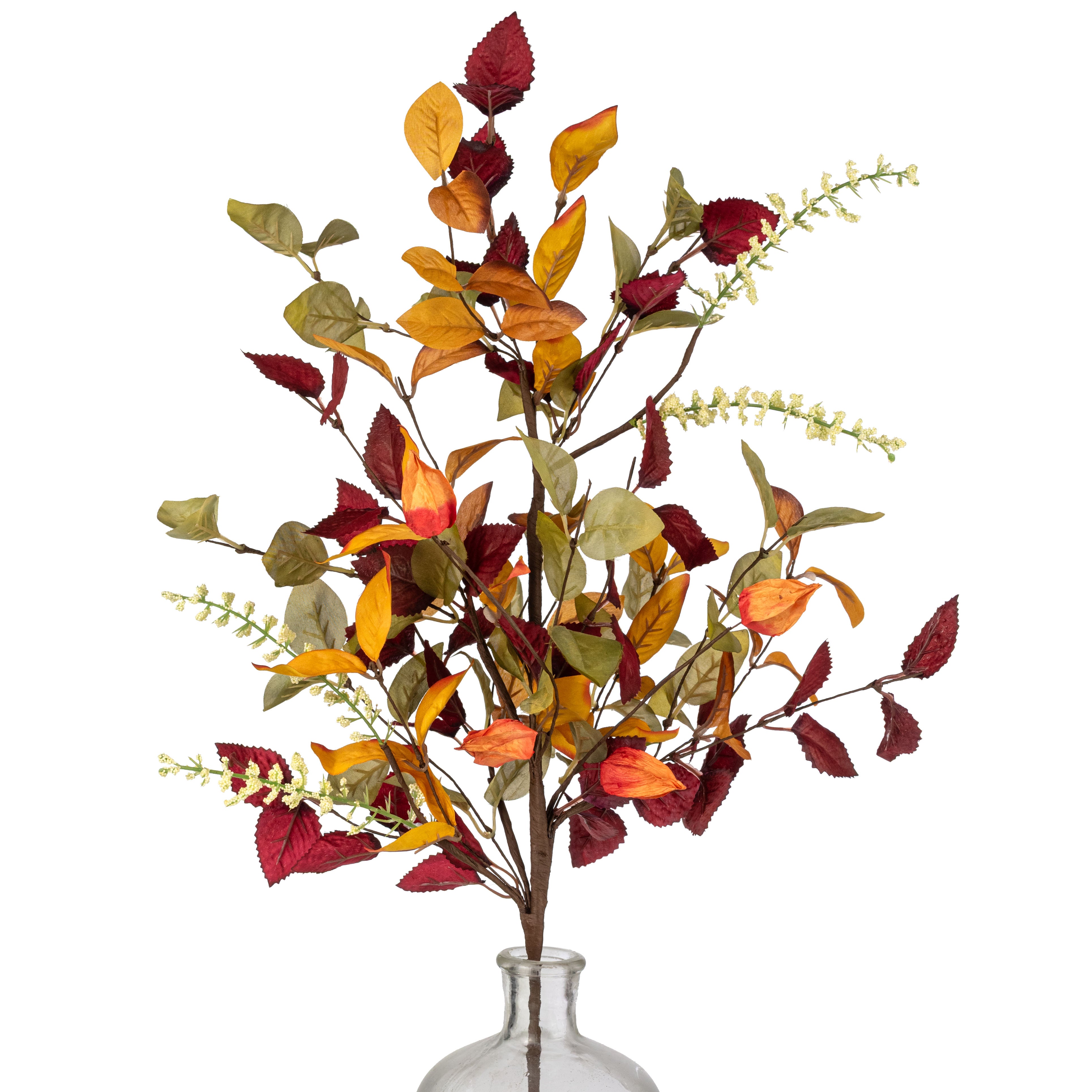 27" Fall Leaves & Chinese Lantern Spray