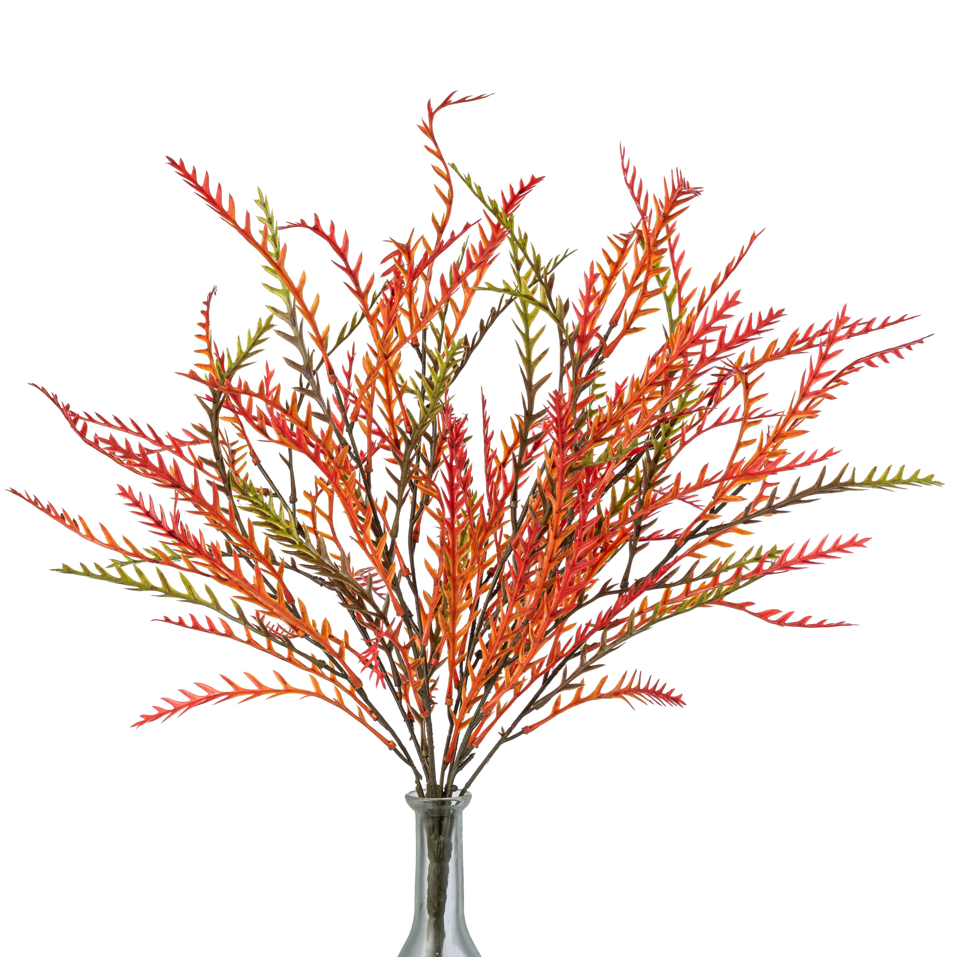 21" Plastic Fern Greenery Bush: Fall Hues