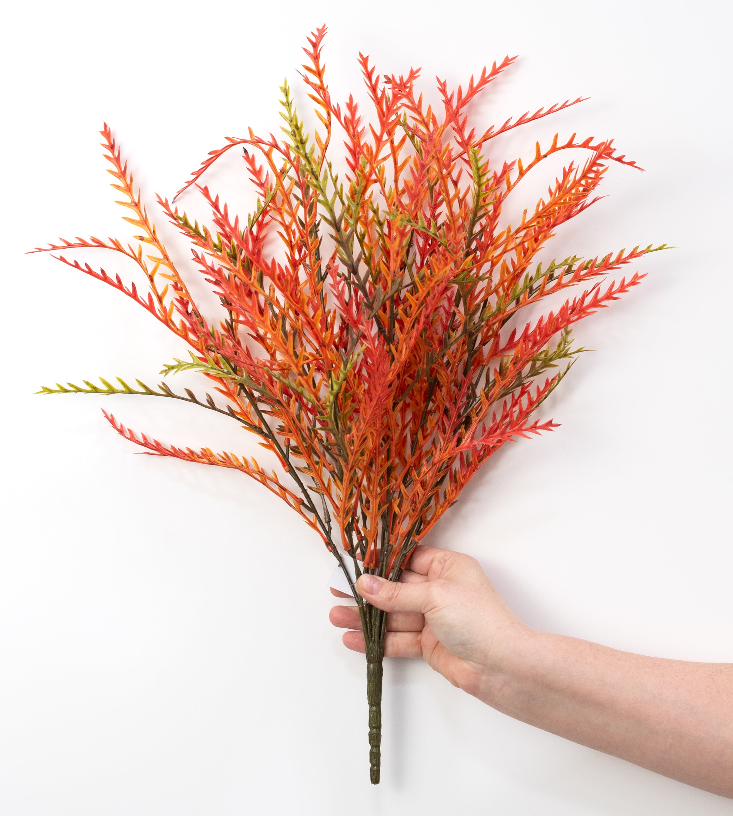 21" Plastic Fern Greenery Bush: Fall Hues