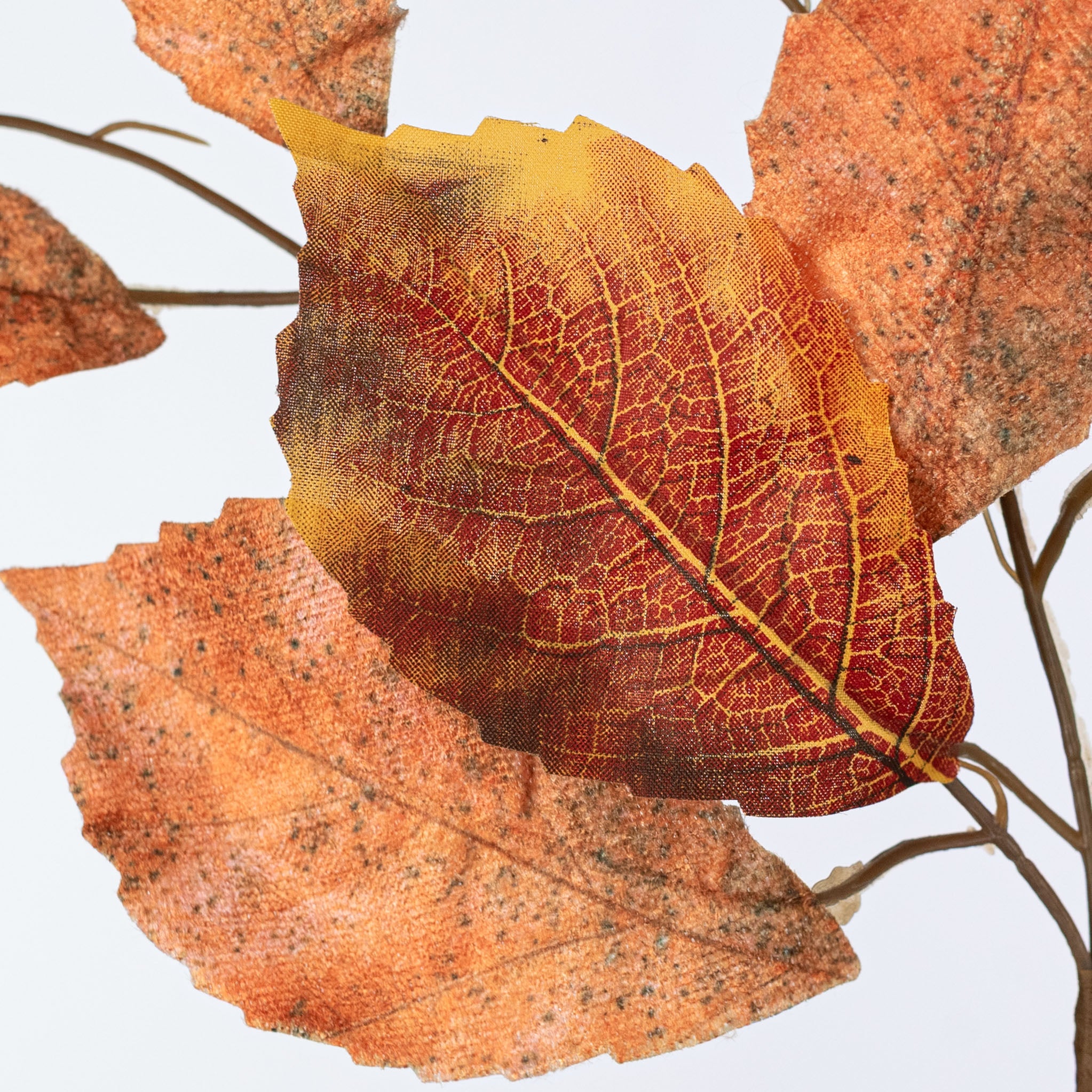 21" Birch Leaves Spray: Orange