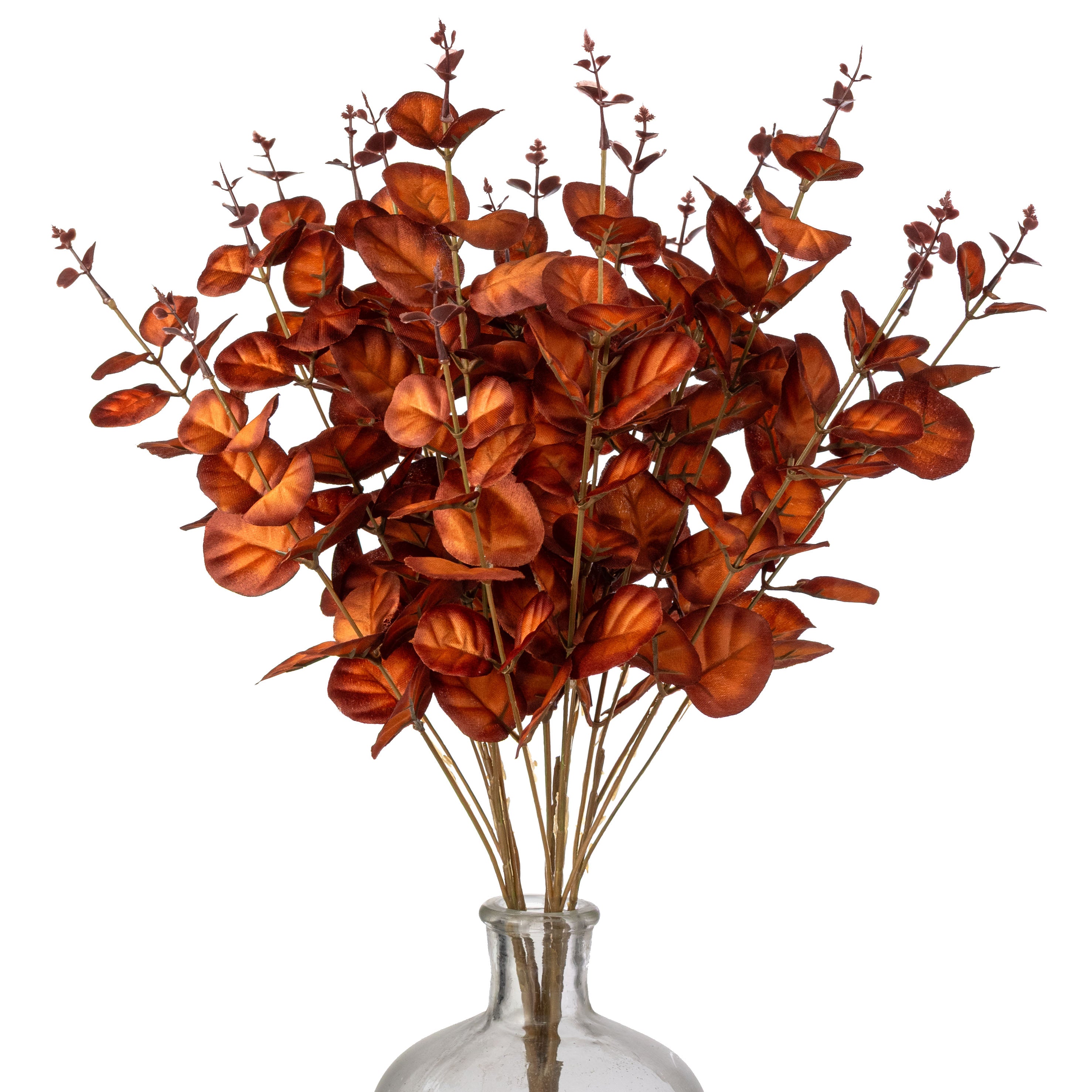 20" Faux Eucalyptus Leaves Bush: Fall Brown