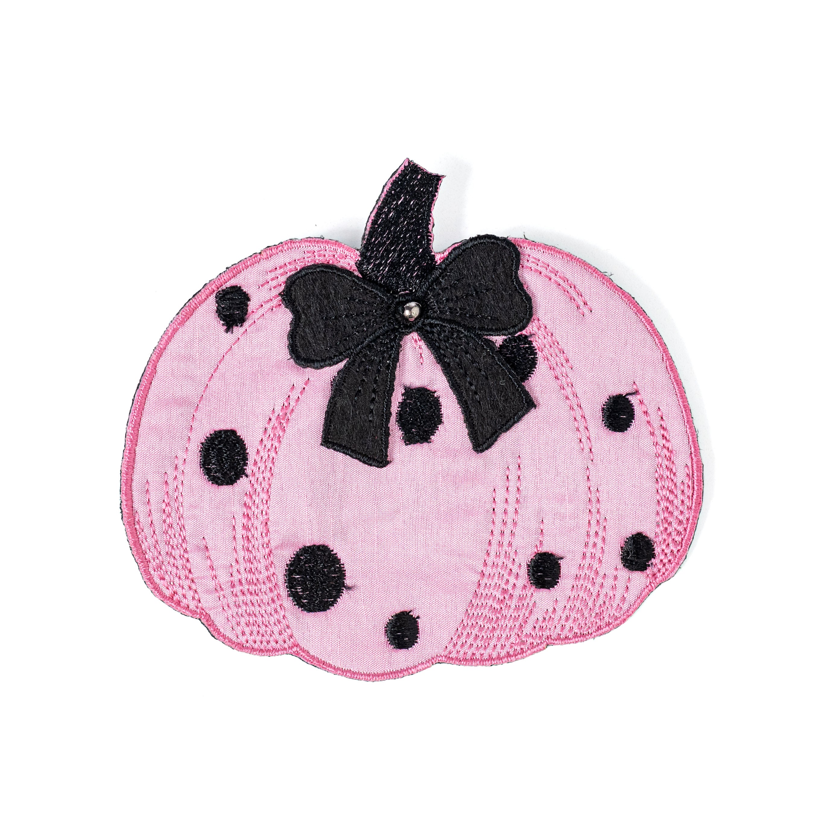[D Stevens] 5.25" Satin Halloween Polka Dot Pumpkin Clip: Pink