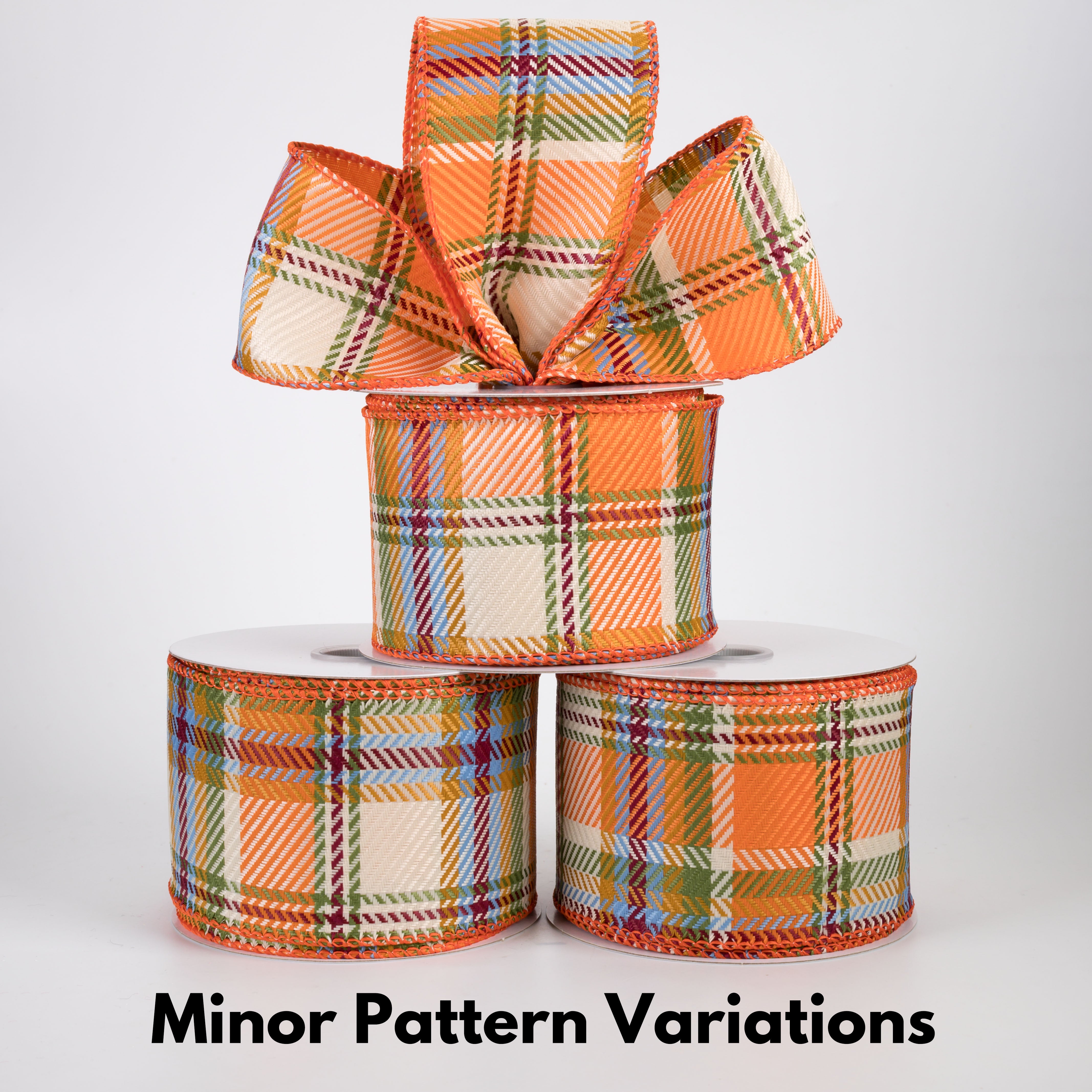 2.5" Bold Evan Fall Woven Plaid Ribbon: Moss & Blue (10 Yards)