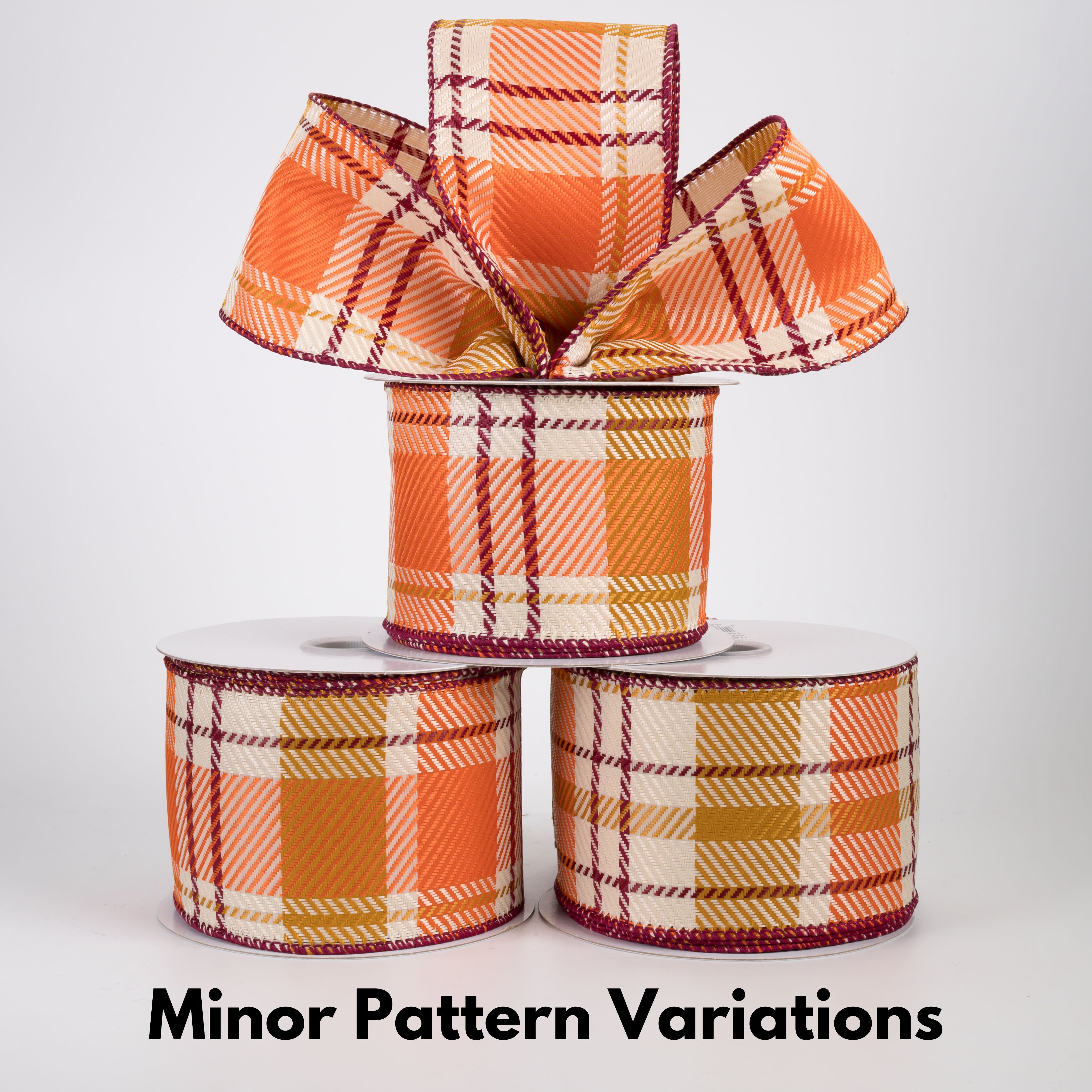 2.5" Bold Evan Fall Woven Plaid Ribbon: Sunflower & Burgundy (10 Yards)