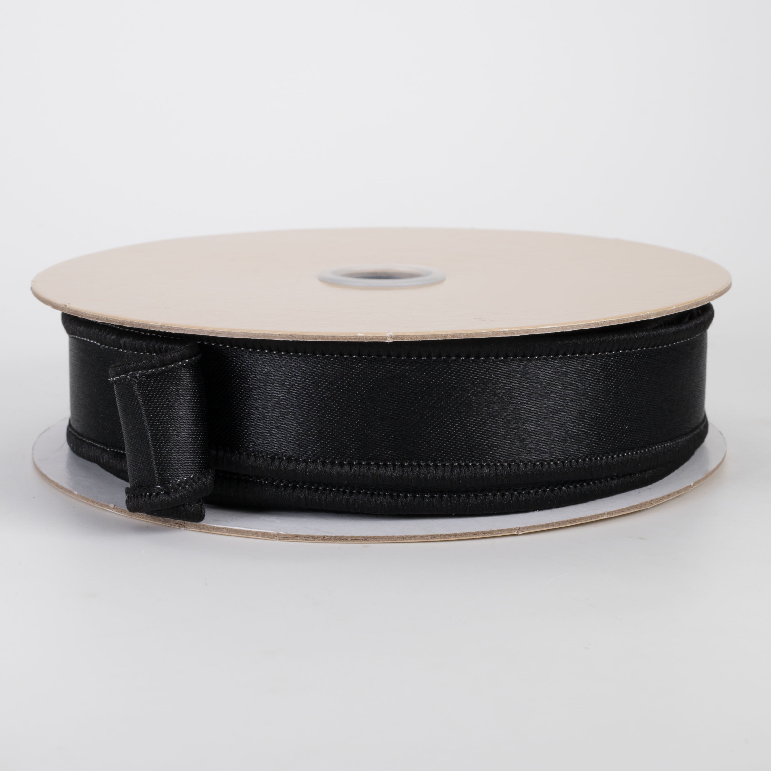 7/8" Double Sided Fused Satin Ribbon: Black (10 Yards)
