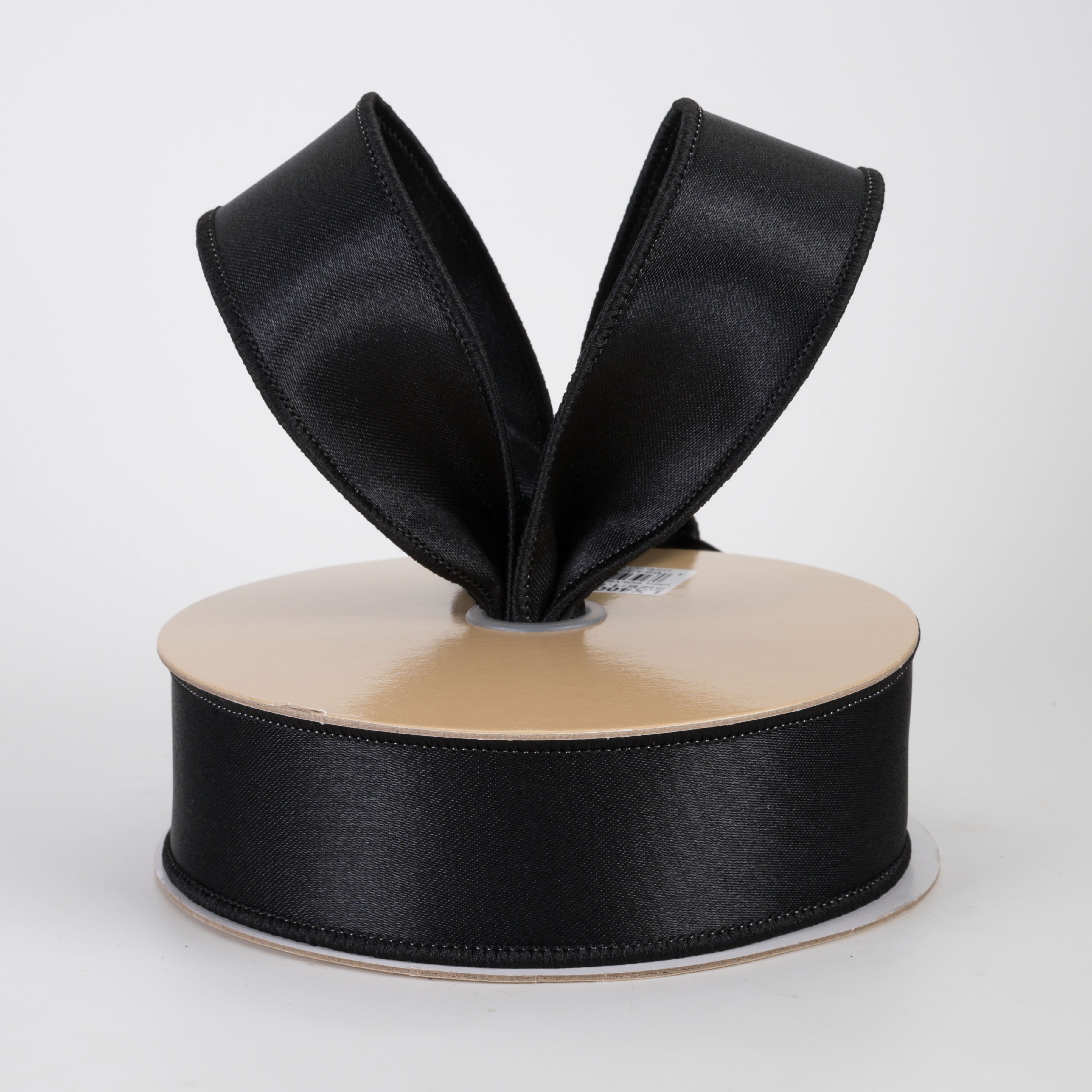 1.5" Double Sided Fused Satin Ribbon: Black (10 Yards)