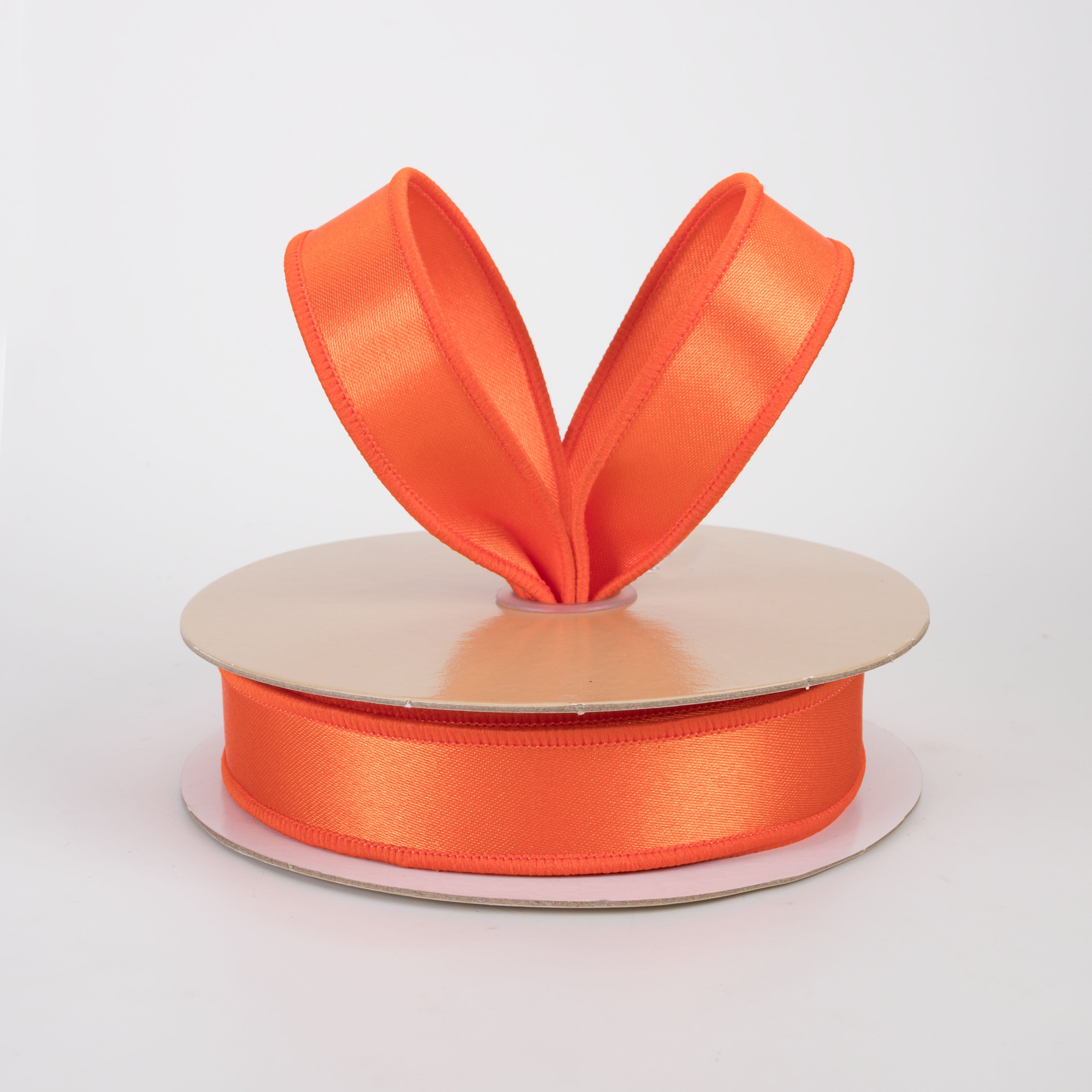 7/8" Double Sided Fused Satin Ribbon: Orange (10 Yards)