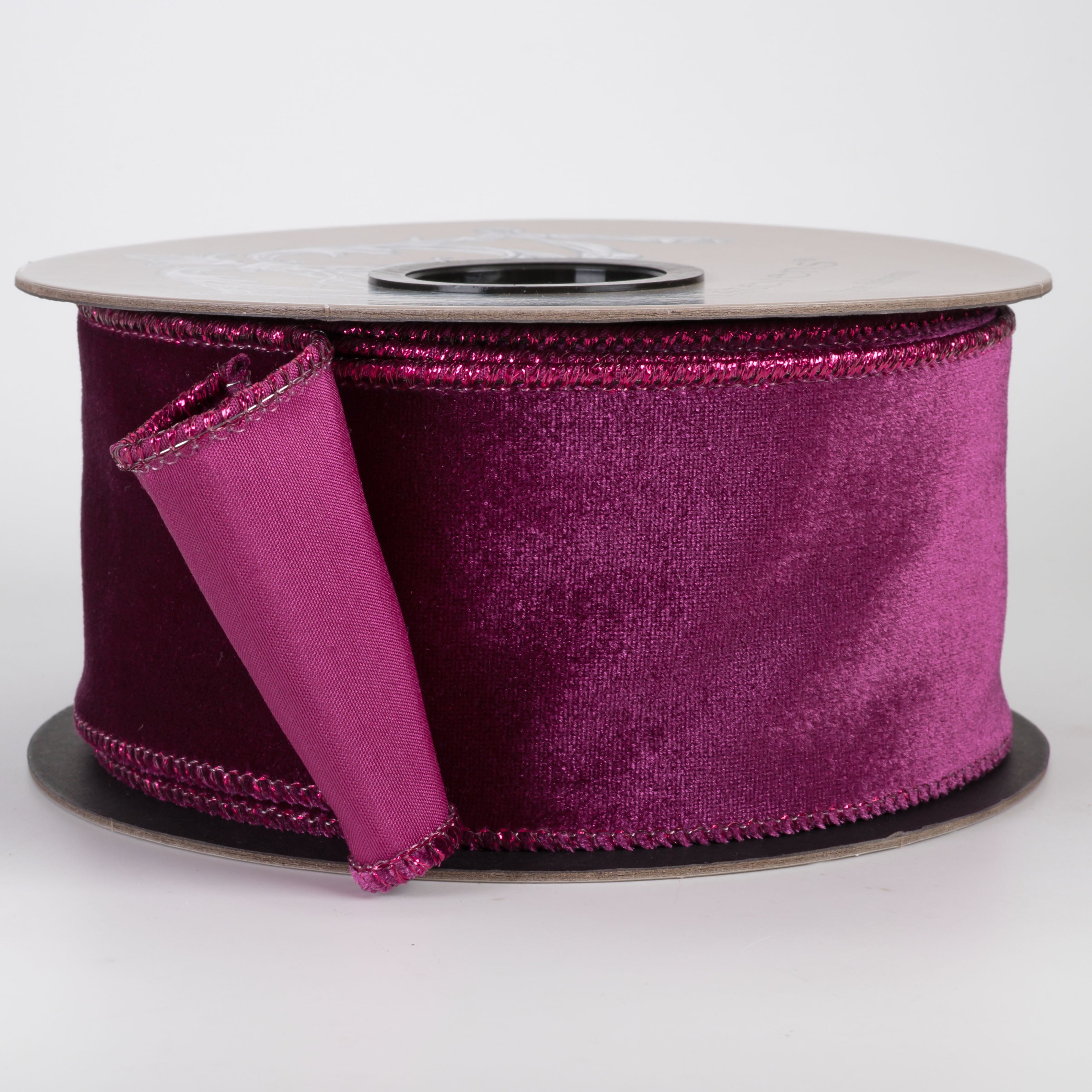 [D Stevens] 2.5" Velvet Satin Back Ribbon: Eggplant Fuchsia (10 Yards)