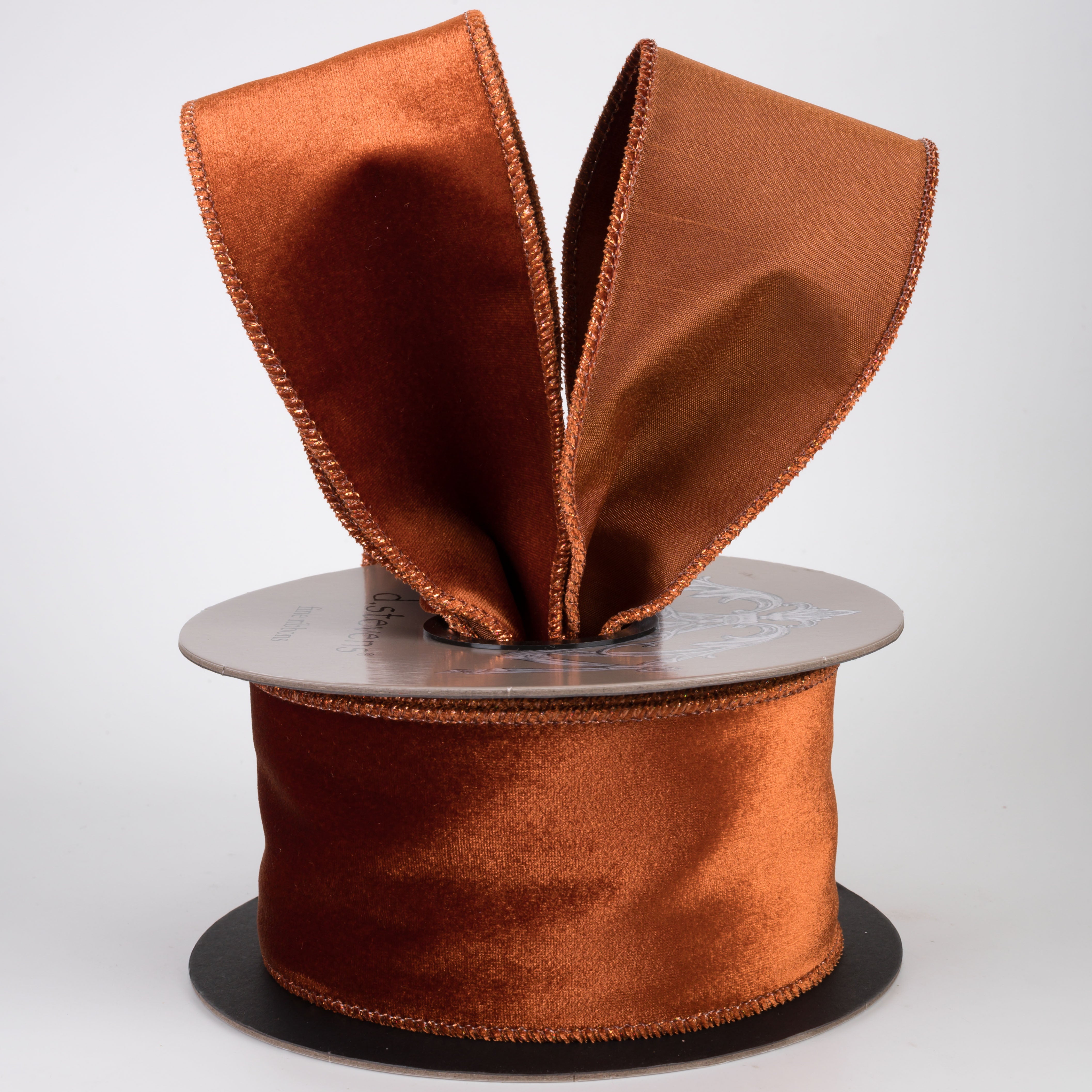 [D Stevens] 2.5" Velvet Satin Back Ribbon: Copper (10 Yards)