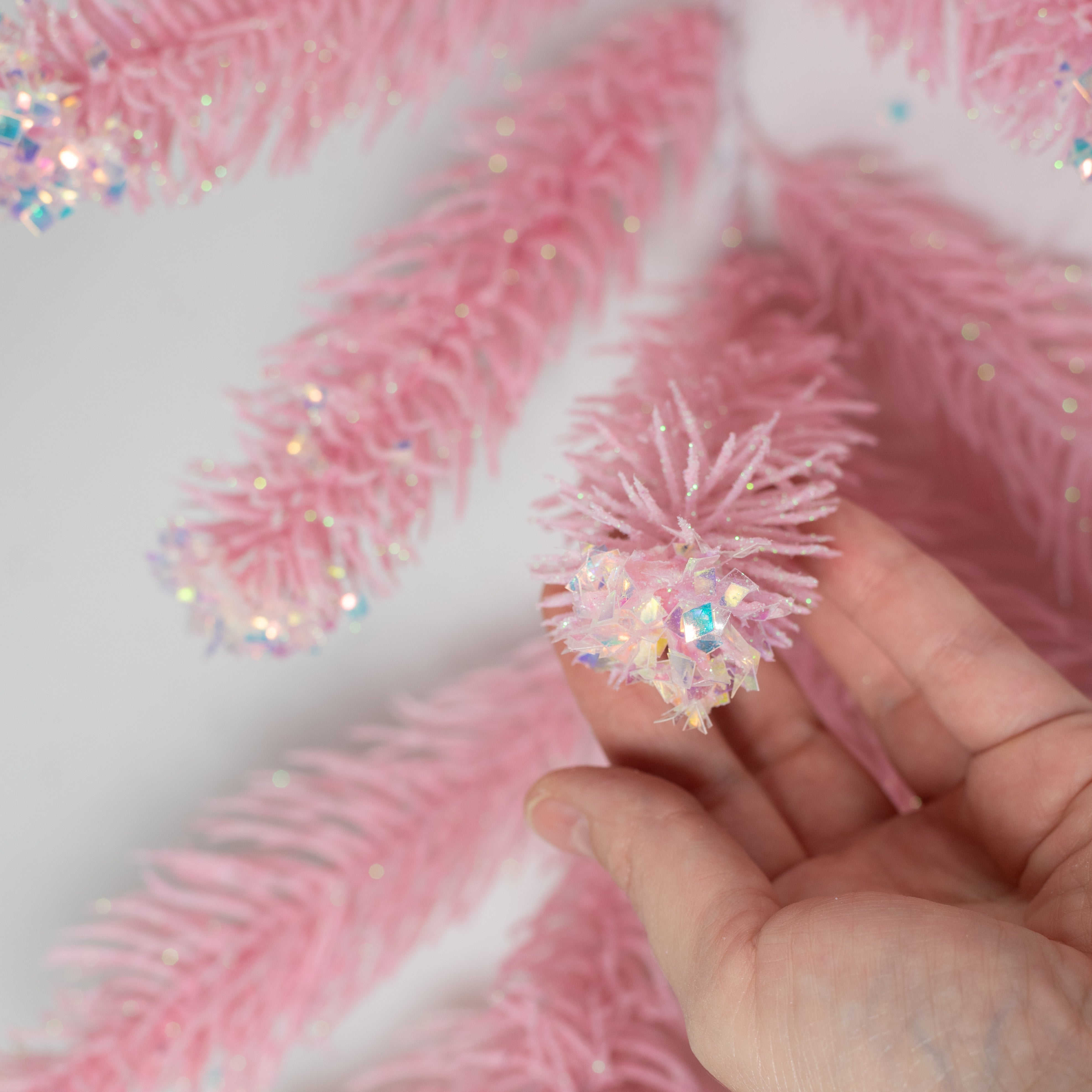 6' Iridescent Spark Garland: Candy Pink (64 Tips)