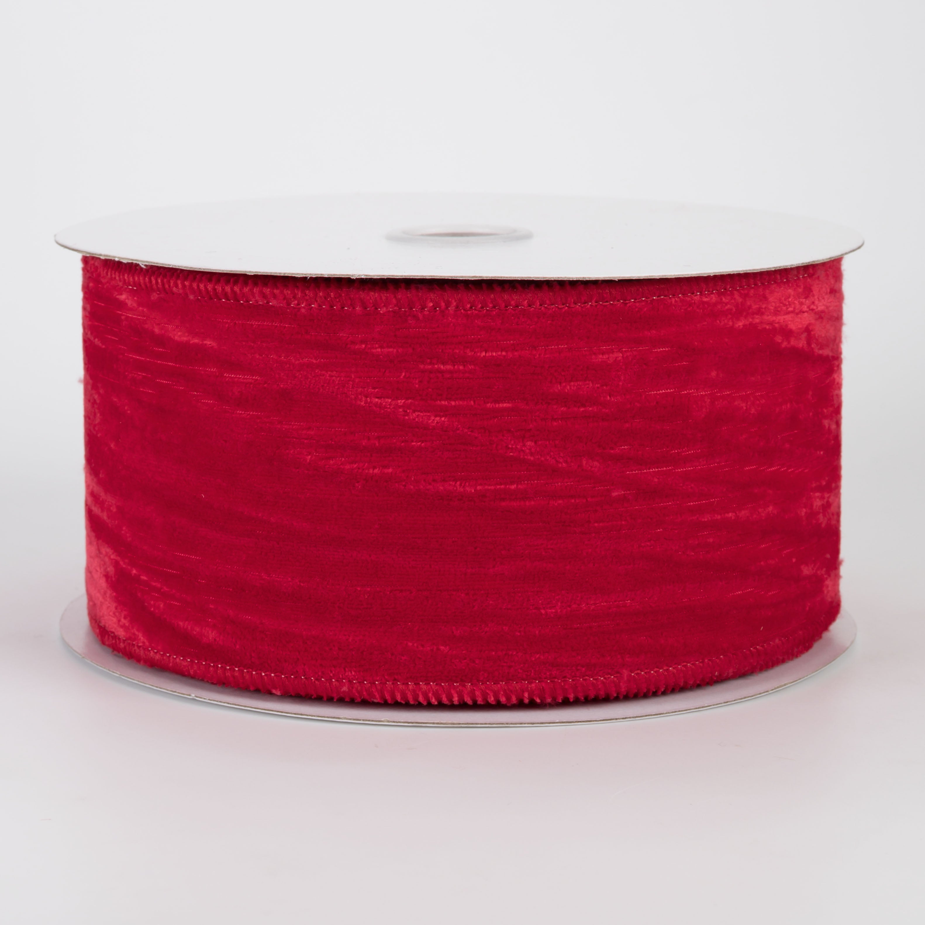 2.5" Deluxe Crushed Velvet Wired Ribbon: Red (10 Yards)