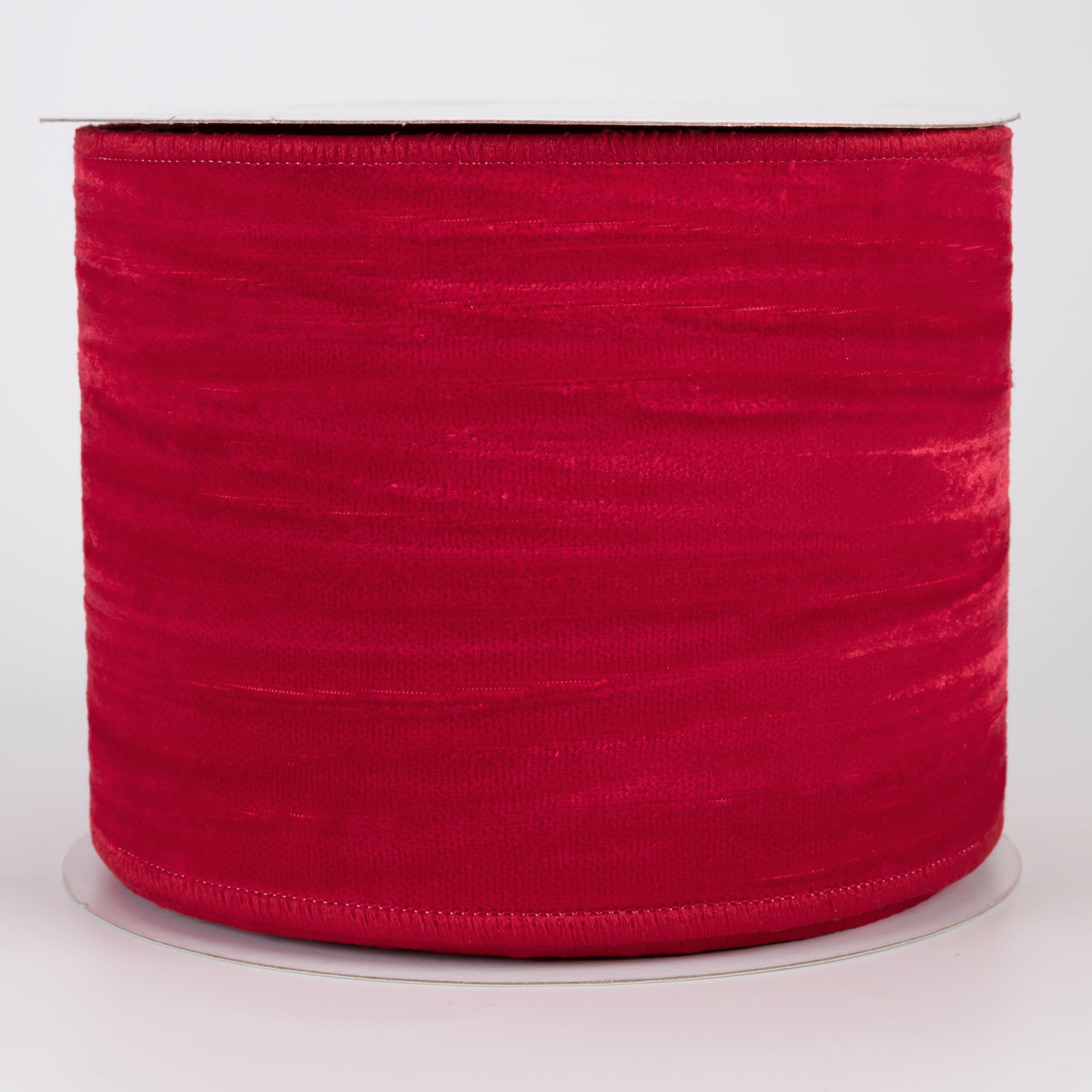 4" Deluxe Crushed Velvet Wired Ribbon: Red (10 Yards)