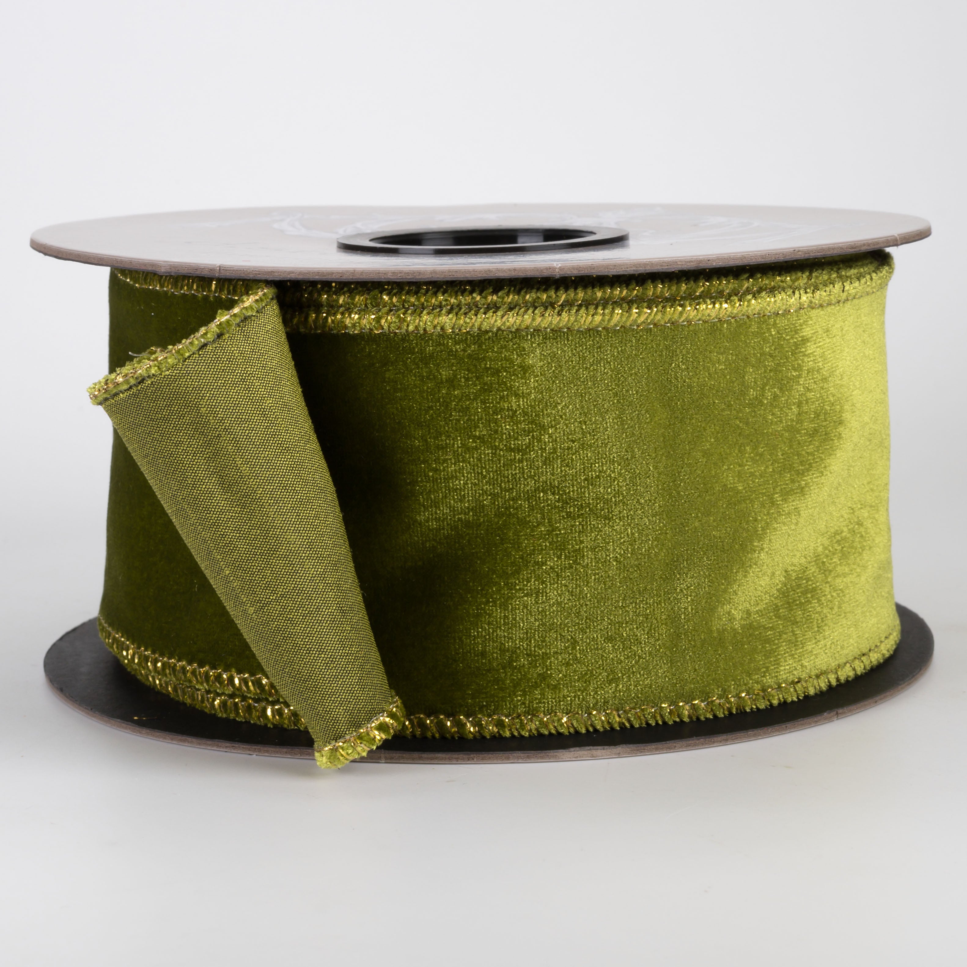 [D Stevens] 2.5" Velvet Satin Back Ribbon: Olive Green (10 Yards)