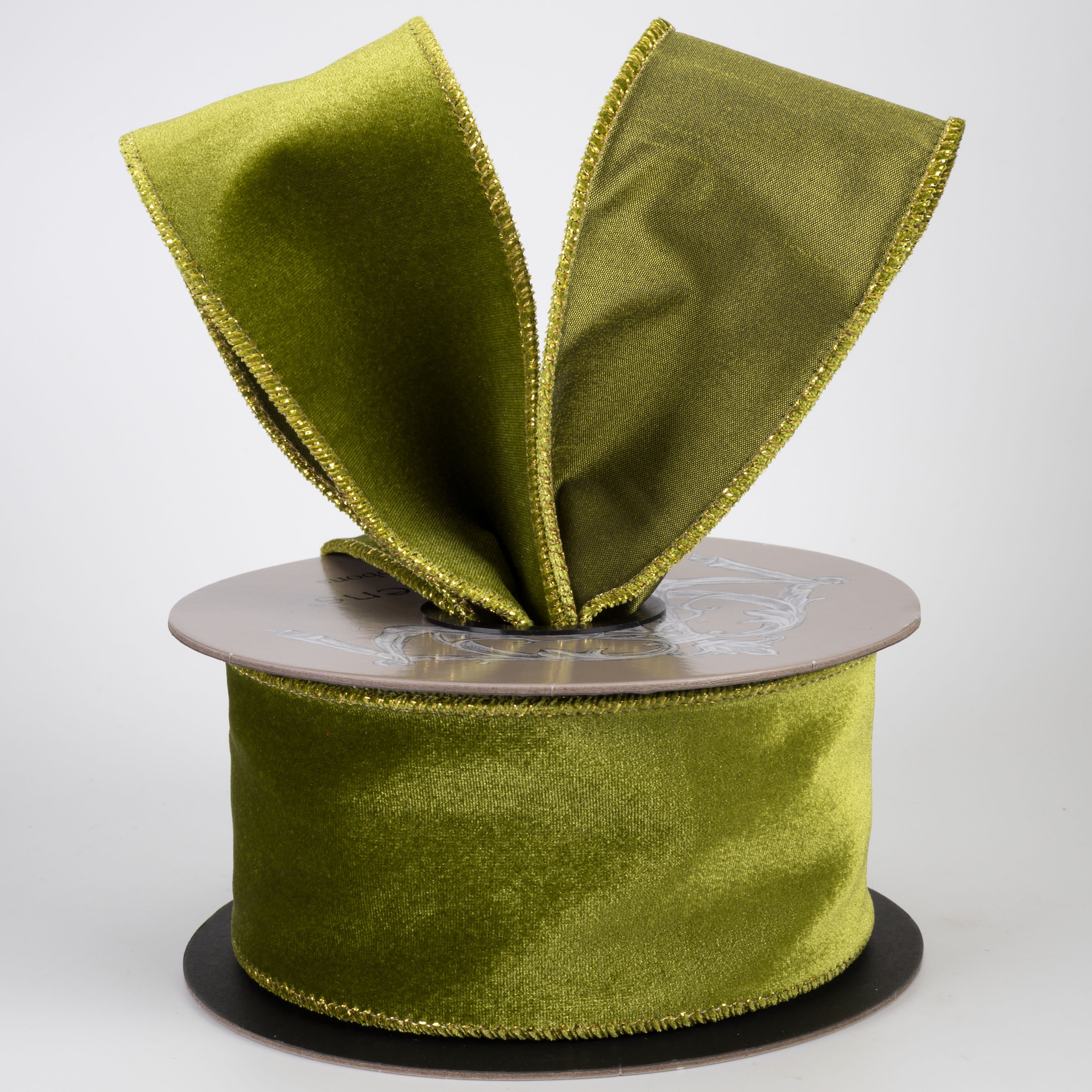 [D Stevens] 2.5" Velvet Satin Back Ribbon: Olive Green (10 Yards)