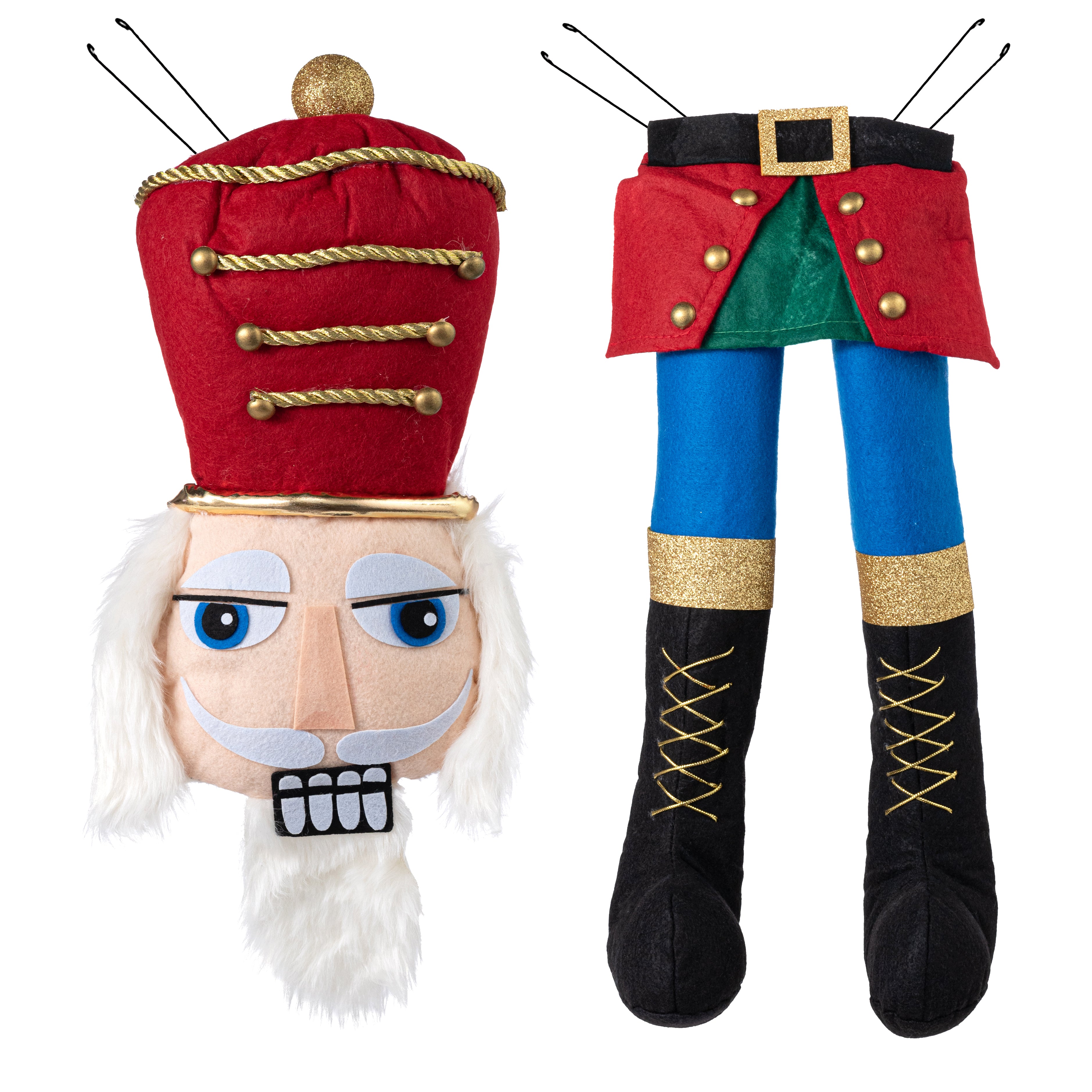 33" 2-Piece Traditional Nutcracker Wreath Decor Kit: Light Skin