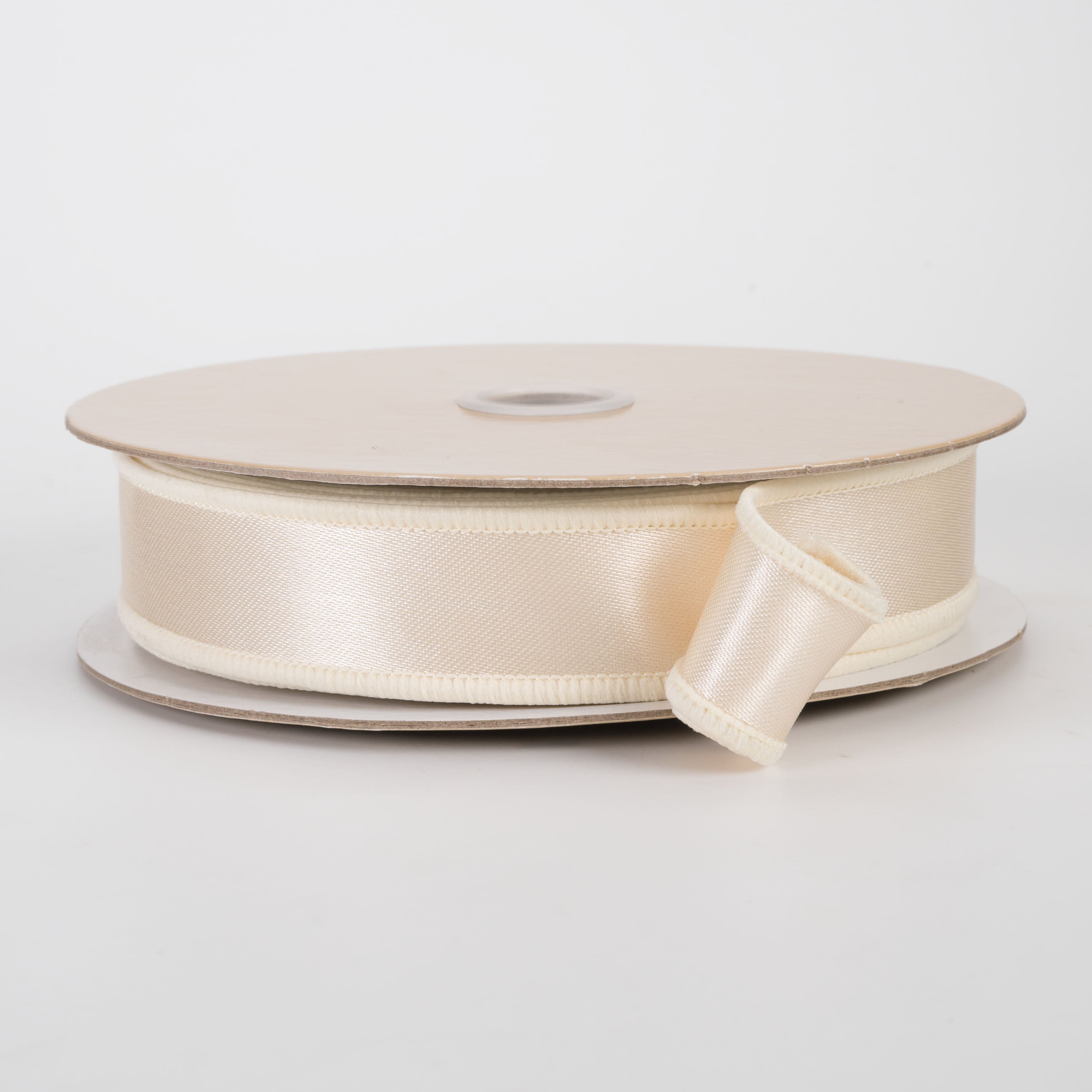 7/8" Double Sided Fused Satin Ribbon: Ivory Cream (10 Yards)